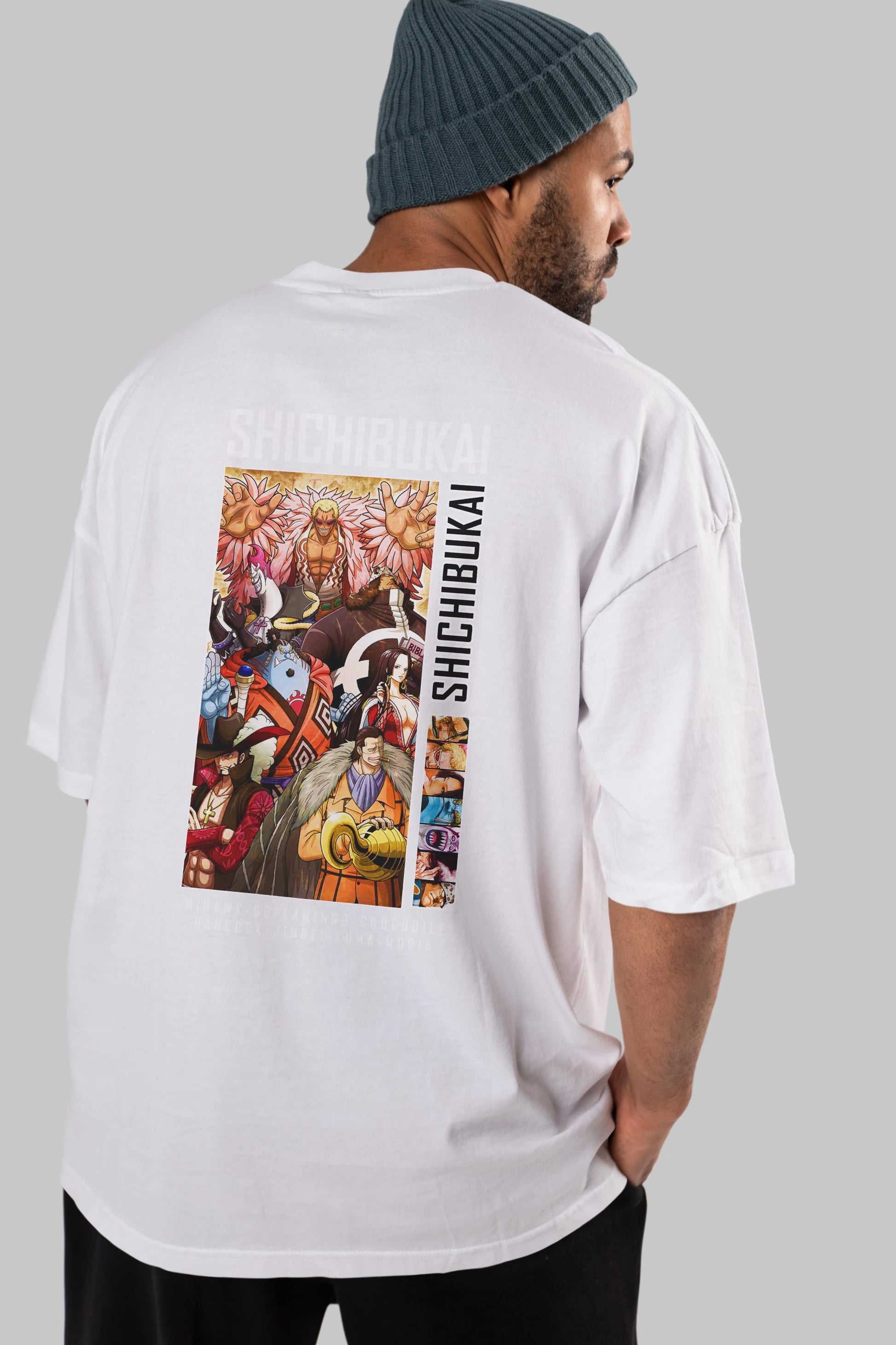 Shichibukai Anime Arka Baskılı Oversize t-shirt Erkek Kadın Unisex %100 pamuk tişort