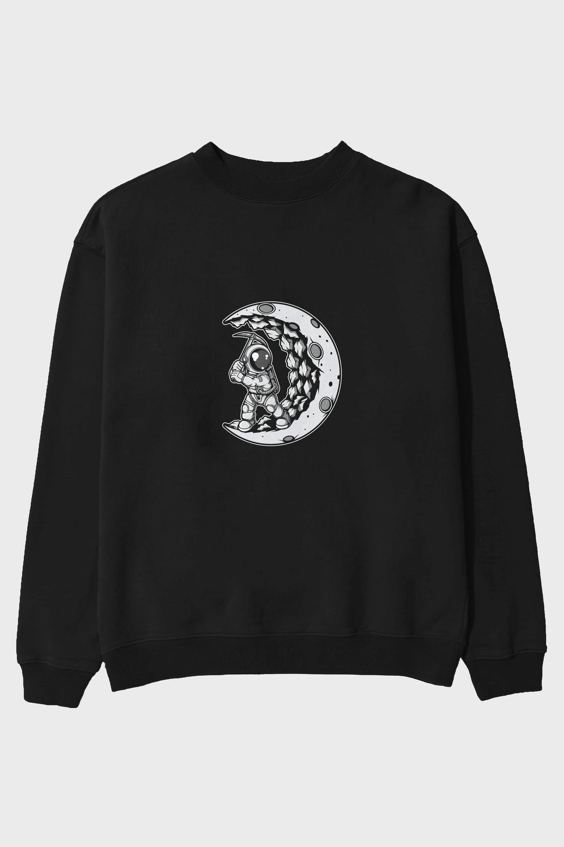 Astronaut Moon Digger Ön Baskılı Oversize Sweatshirt Erkek Kadın Unisex