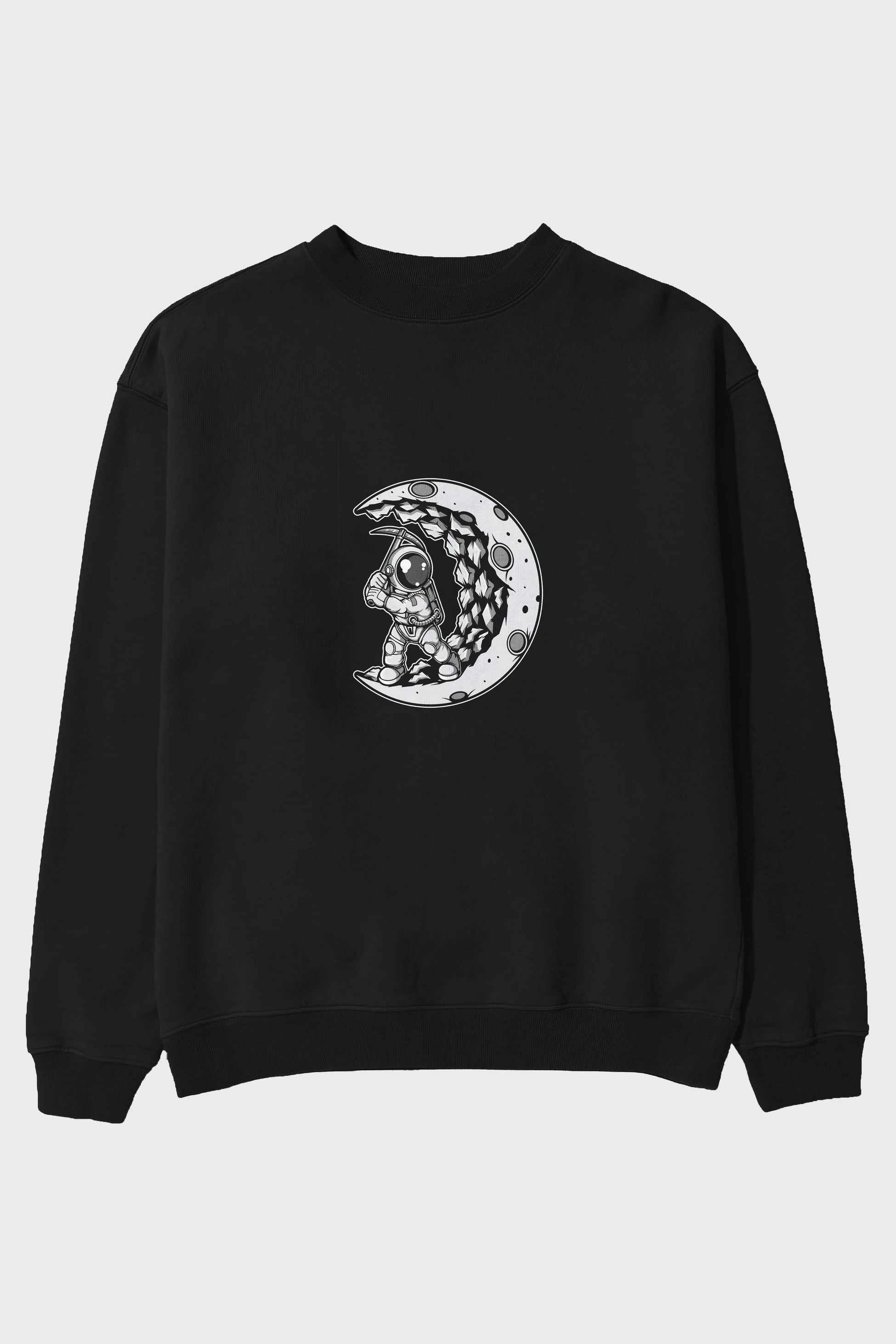 Astronaut Moon Digger Ön Baskılı Oversize Sweatshirt Erkek Kadın Unisex