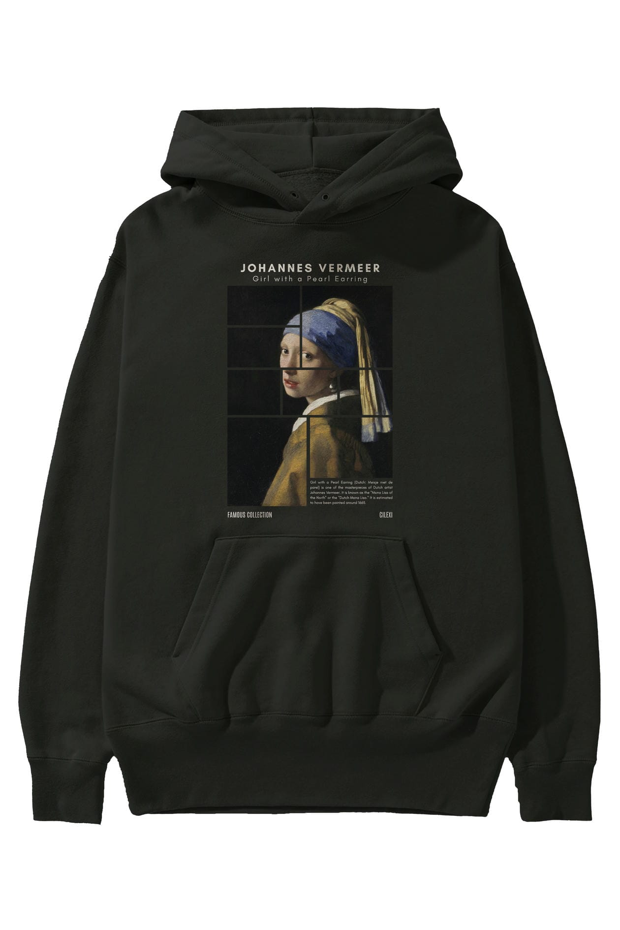 Johannes Vermeer ön Baskılı Hoodie Oversize Kapüşonlu Sweatshirt Erkek Kadın