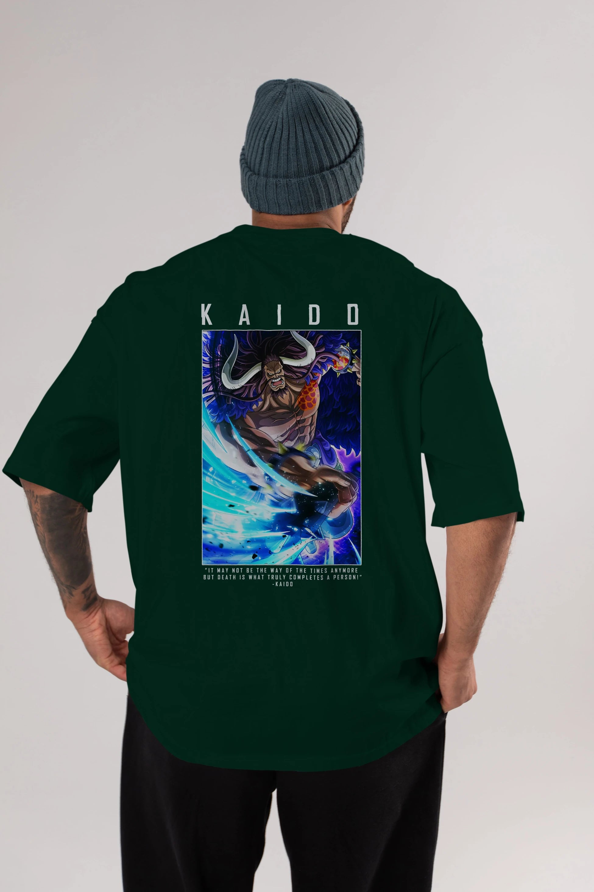 Kaido 2 Anime Arka Baskılı Oversize t-shirt Erkek Kadın Unisex %100 pamuk tişort