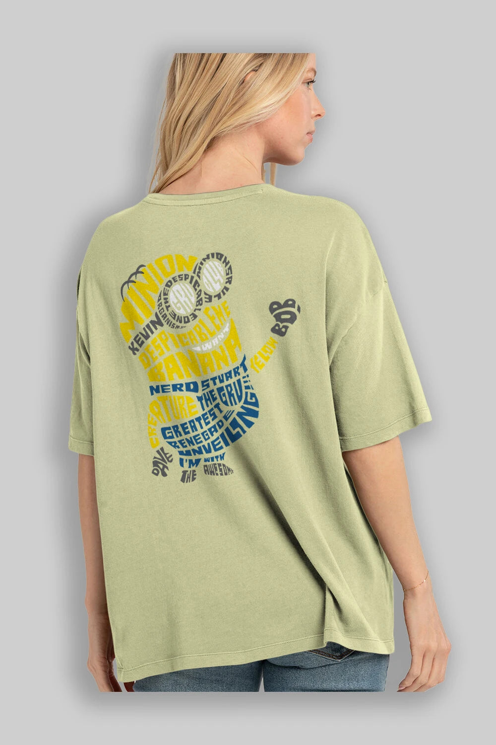 Minion Arka Baskılı Oversize t-shirt %100 pamuk Erkek Kadın Unisex