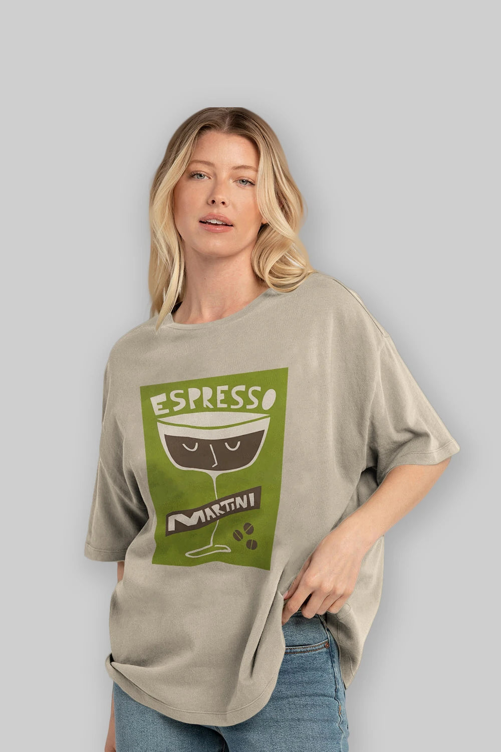 Espresso Martini 2 Ön Baskılı Oversize t-shirt Erkek Kadın Unisex %100 Pamuk Bisiklet Yaka tişort