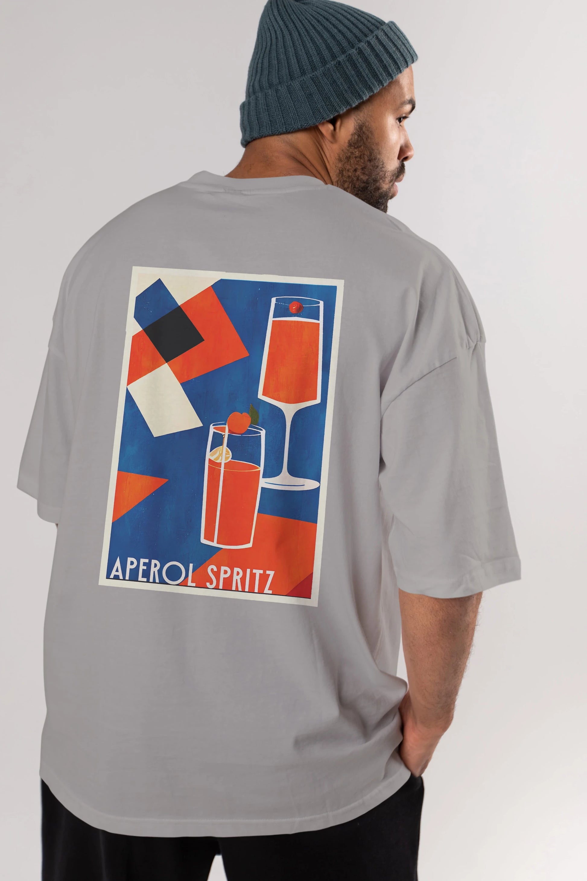 Aperol Spritz 4 Arka Baskılı Oversize t-shirt Erkek Kadın Unisex %100 Pamuk Bisiklet Yaka tişort