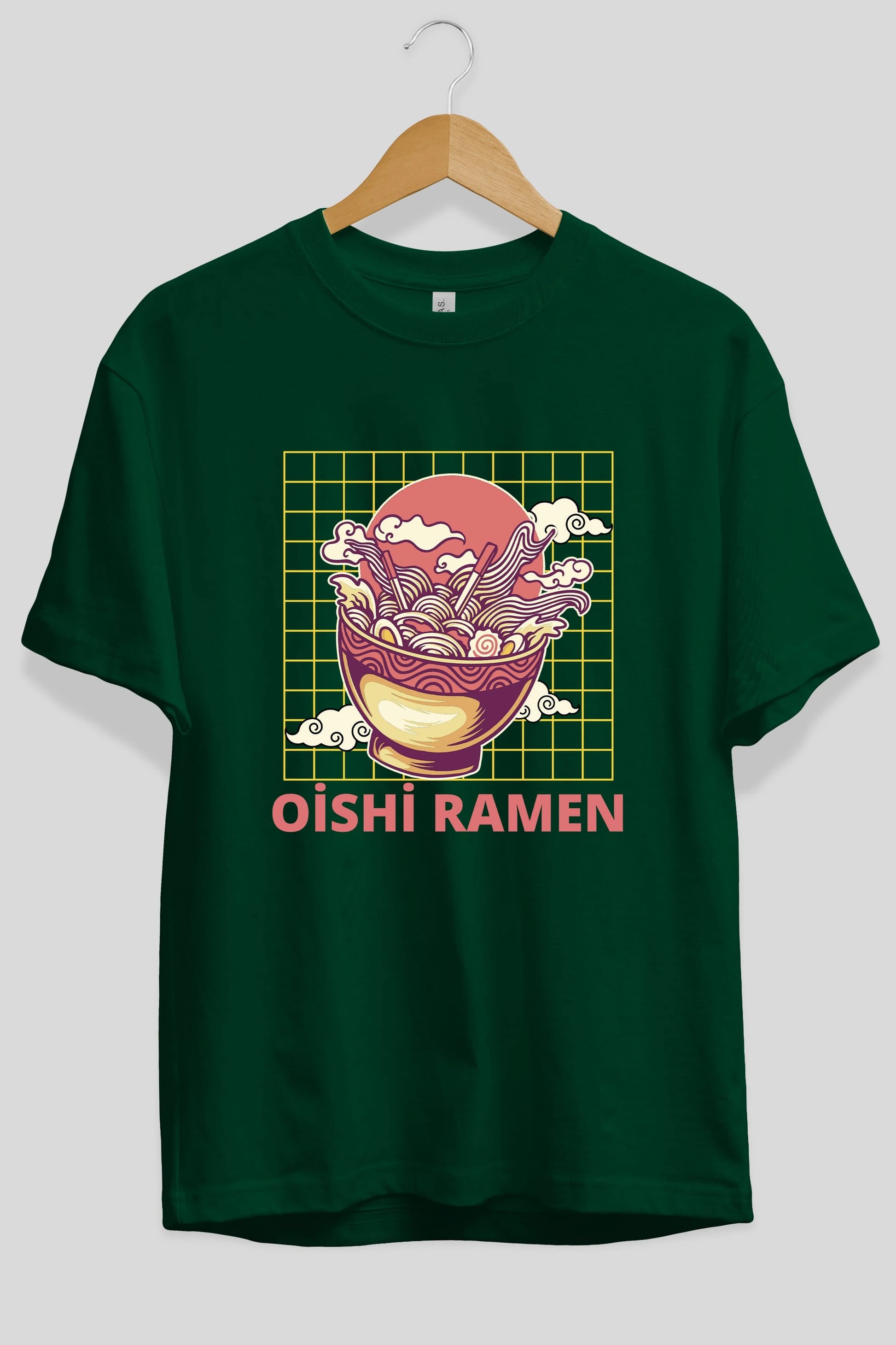 Oishi Ramen Yazılı Ön Baskılı Oversize t-shirt Erkek Kadın Unisex