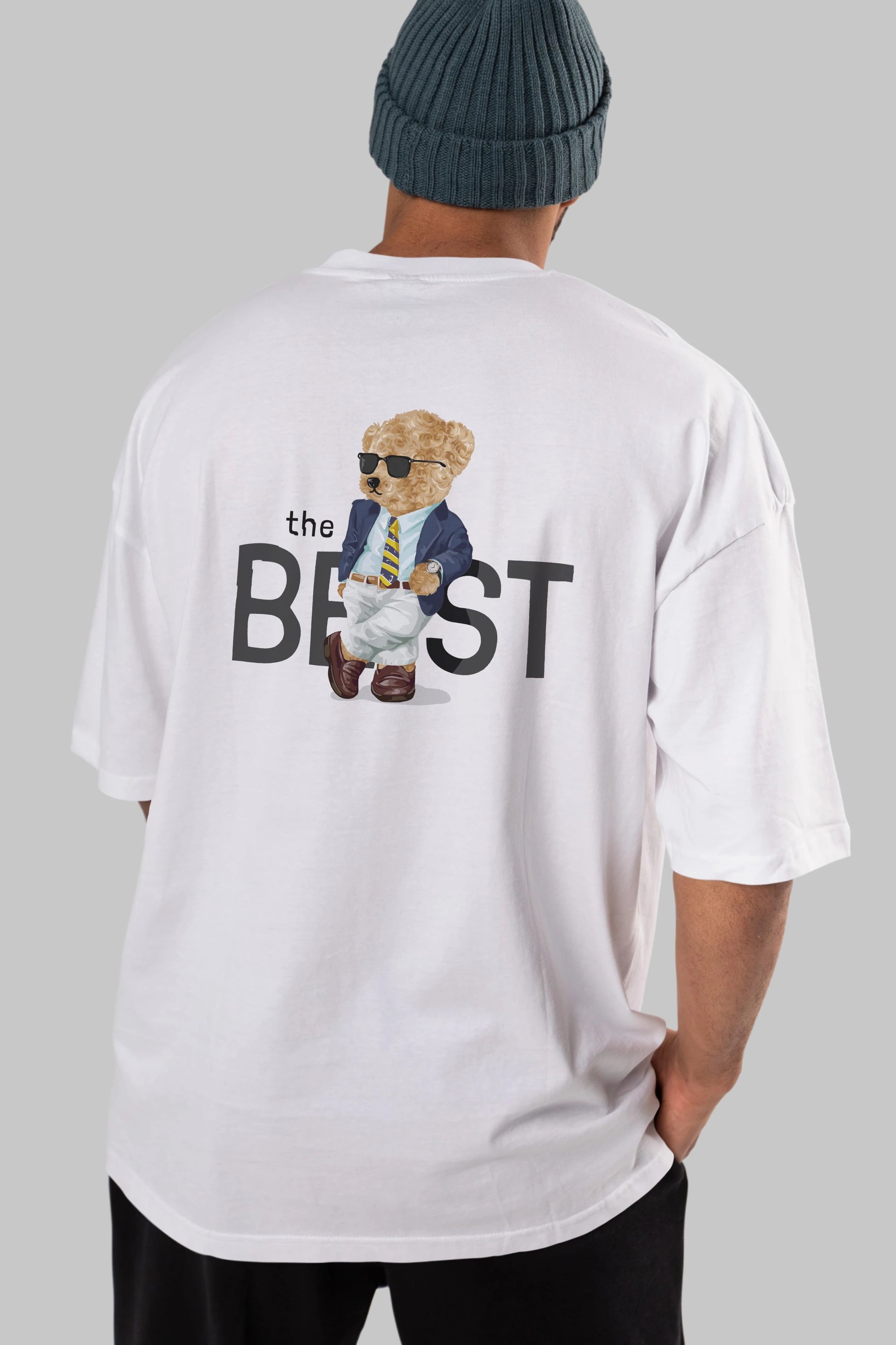 Teddy Bear The Best Arka Baskılı Oversize t-shirt Erkek Kadın Unisex %100 Pamuk