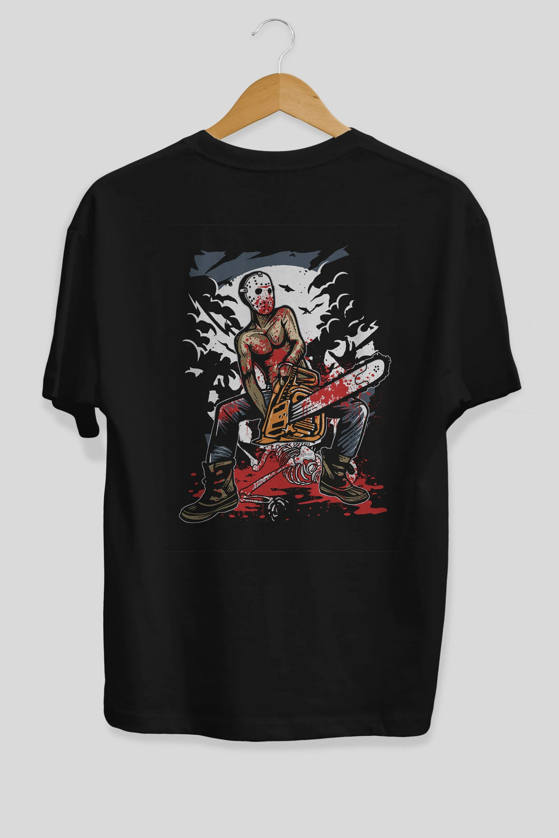 Chainsaw Killer Arka Baskılı Oversize t-shirt Erkek Kadın Unisex %100 Pamuk