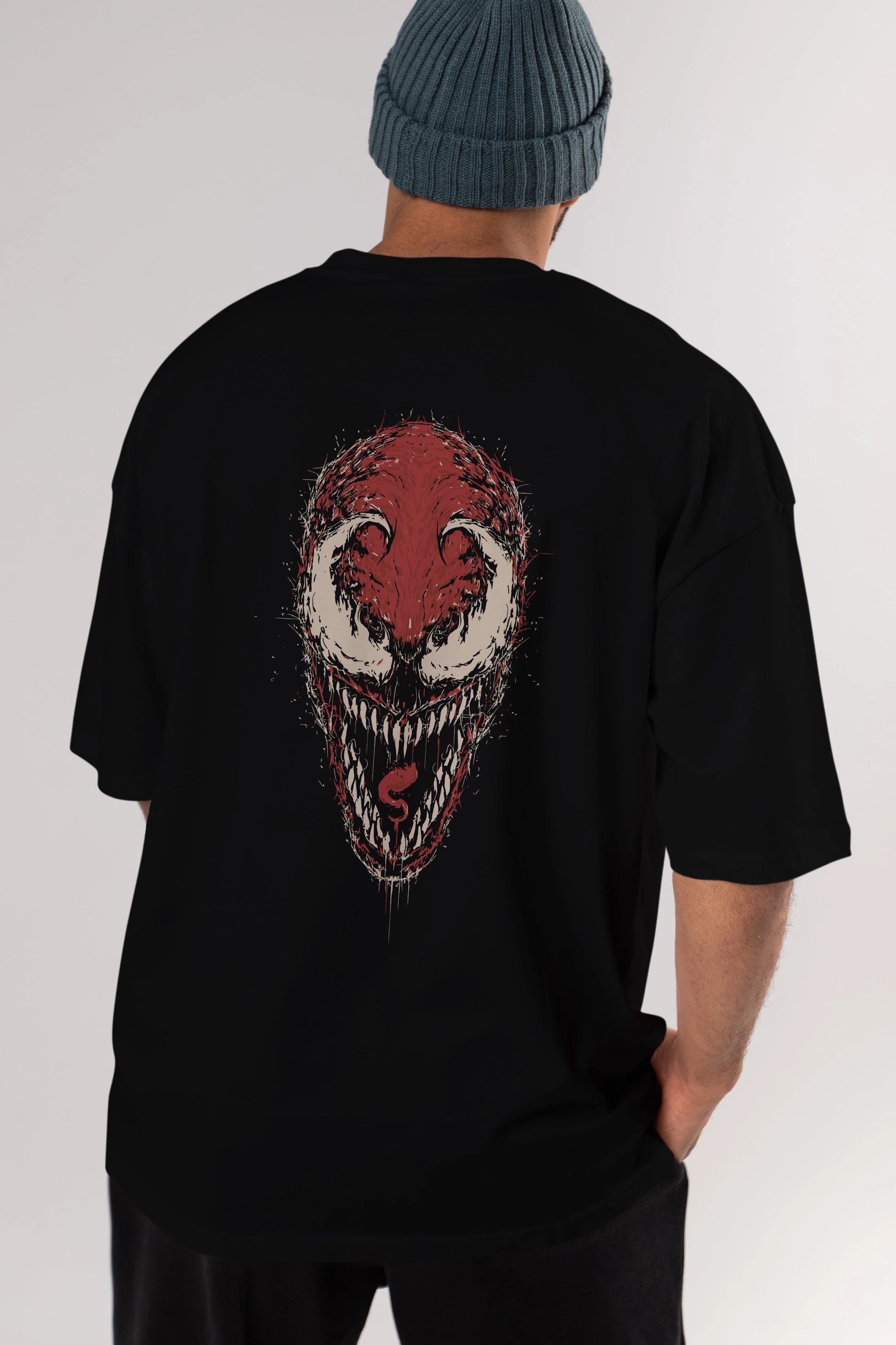 Venom (12) Arka Baskılı Oversize t-shirt Erkek Kadın Unisex %100 Pamuk Bisiklet Yaka tişort