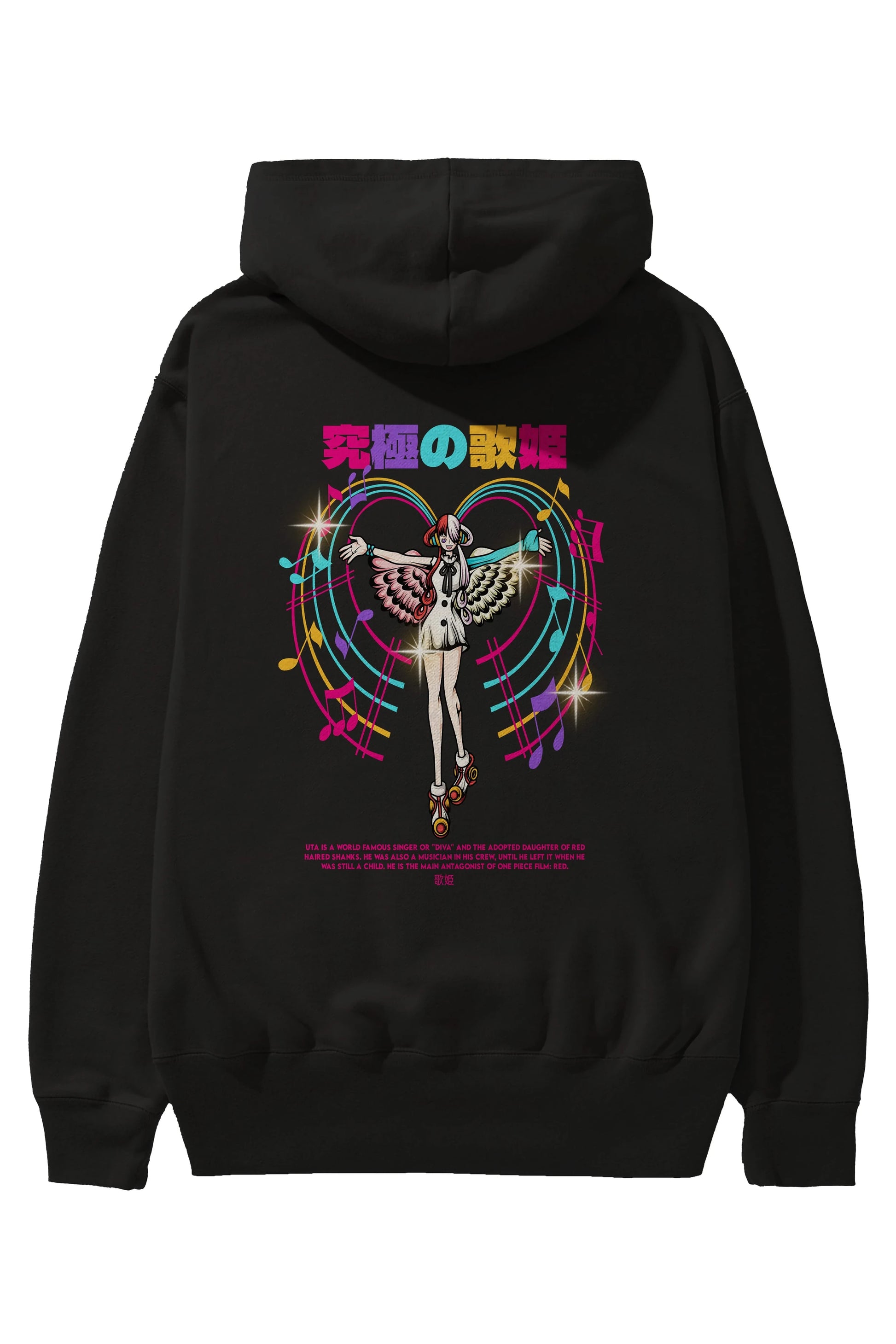 Uta Anime Arka Baskılı Hoodie Oversize Kapüşonlu Sweatshirt Erkek Kadın Unisex