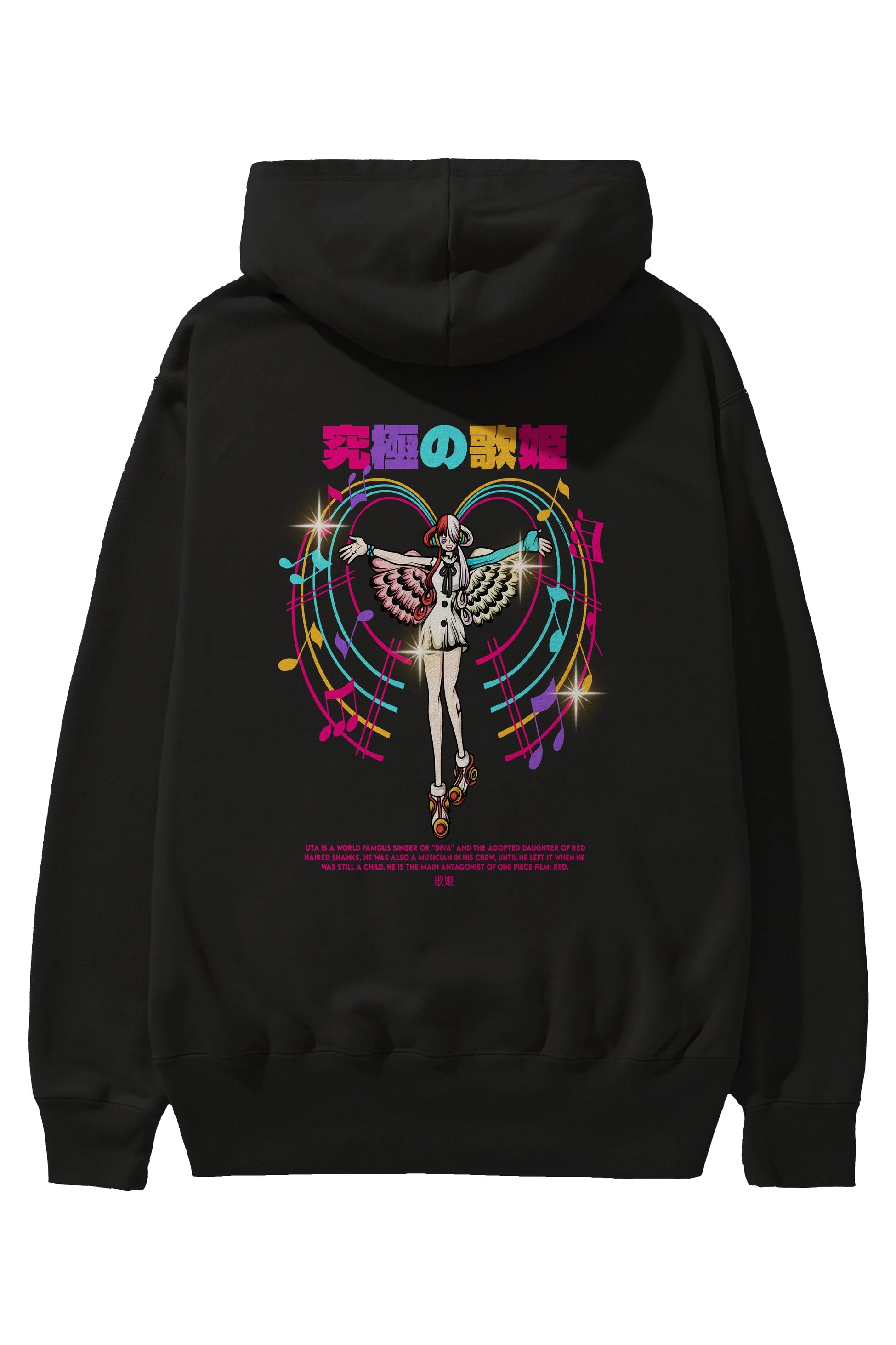 Uta Anime Arka Baskılı Hoodie Oversize Kapüşonlu Sweatshirt Erkek Kadın Unisex