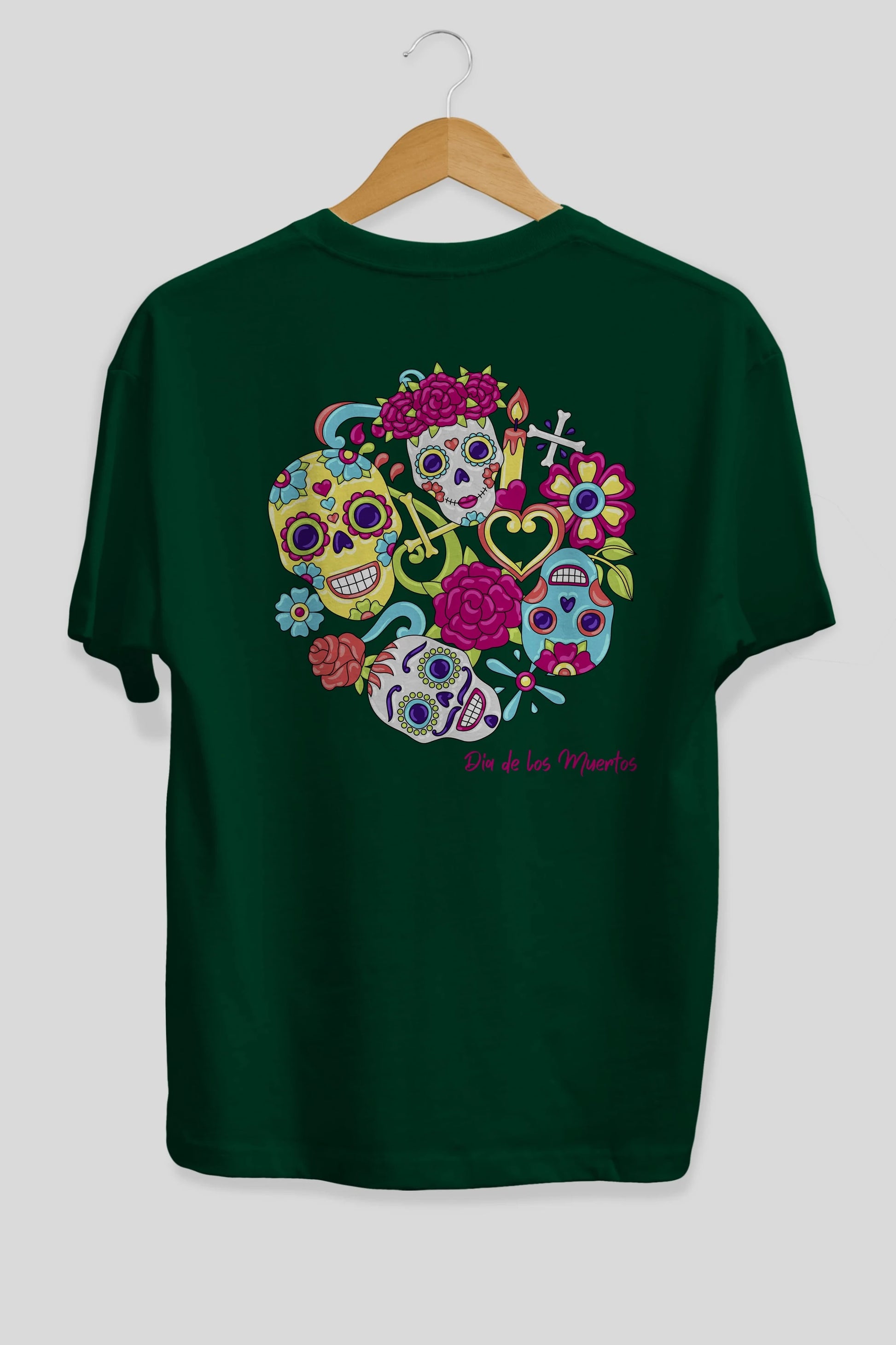 Dia de los Muertos Arka Baskılı Oversize t-shirt Erkek Kadın Unisex