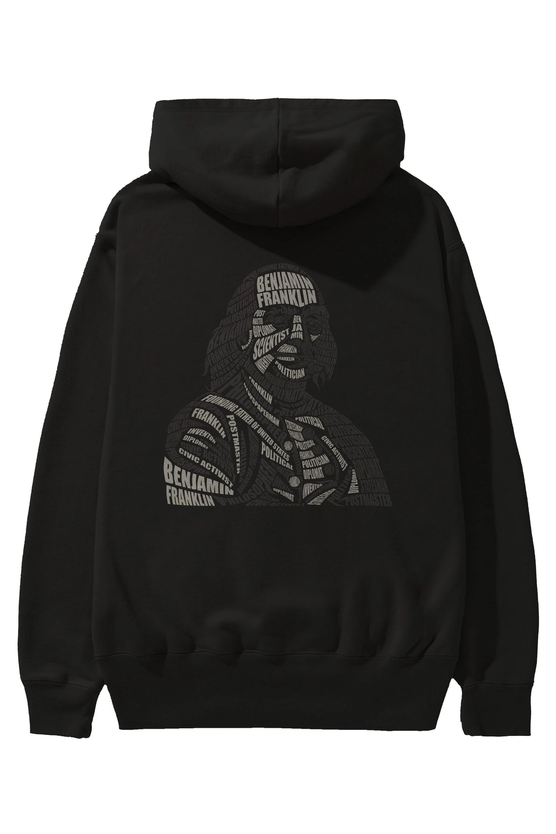 Benjamin Franklin Calligram Arka Baskılı Hoodie Oversize Kapüşonlu Sweatshirt Erkek Kadın Unisex