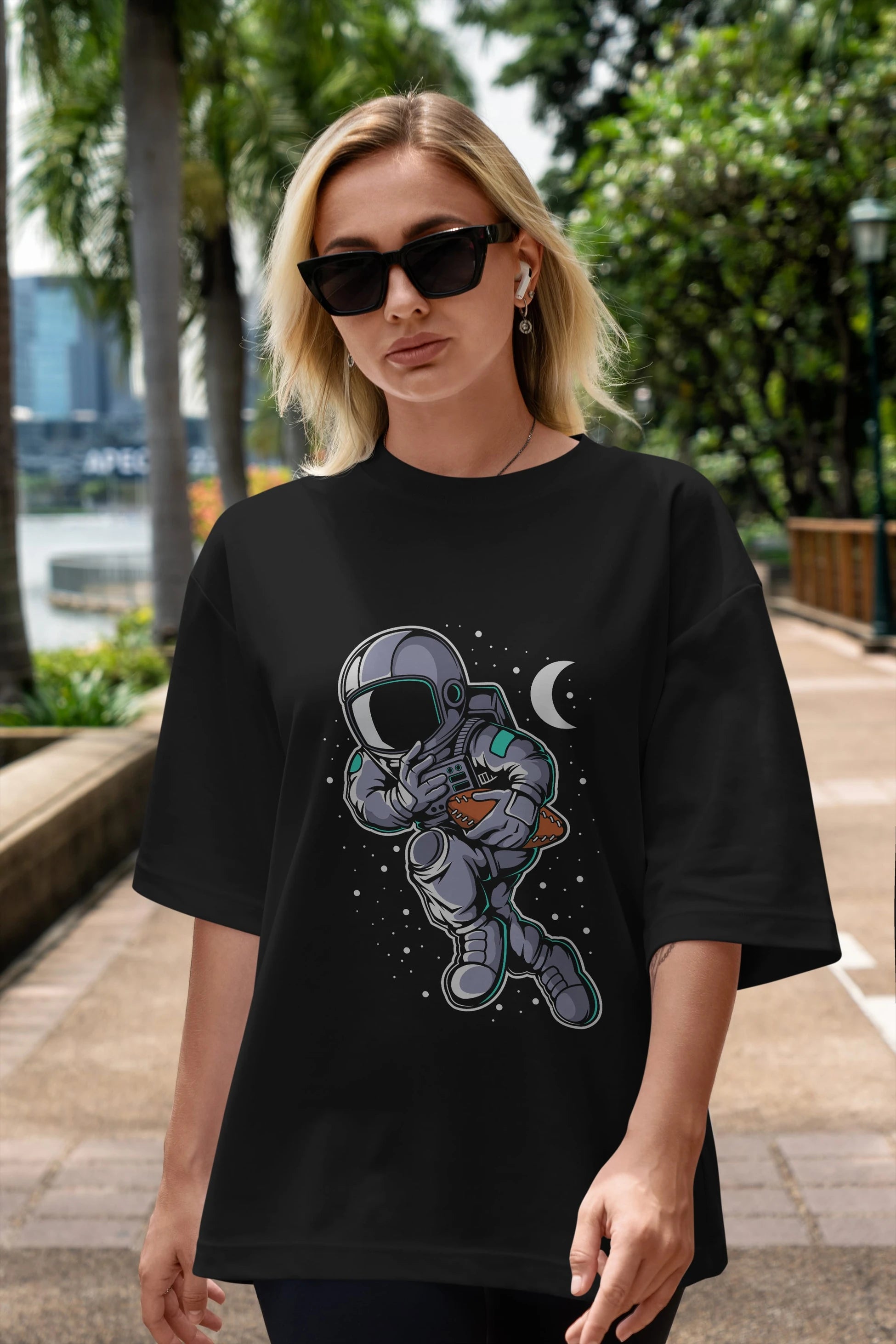 Astronaut Rugby Ön Baskılı Oversize t-shirt Erkek Kadın Unisex