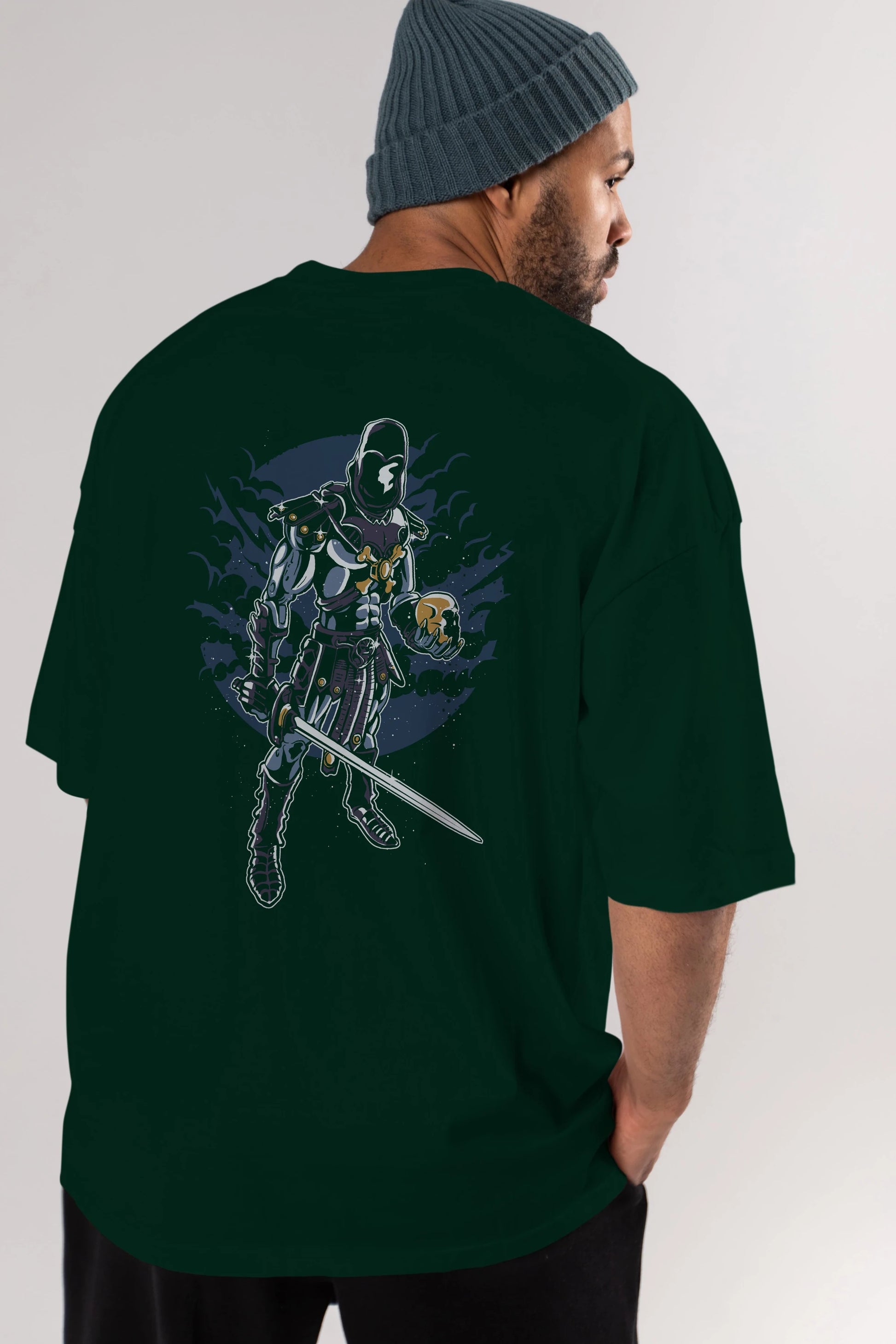 Skeleton King Arka Baskılı Oversize t-shirt Erkek Kadın Unisex %100 Pamuk