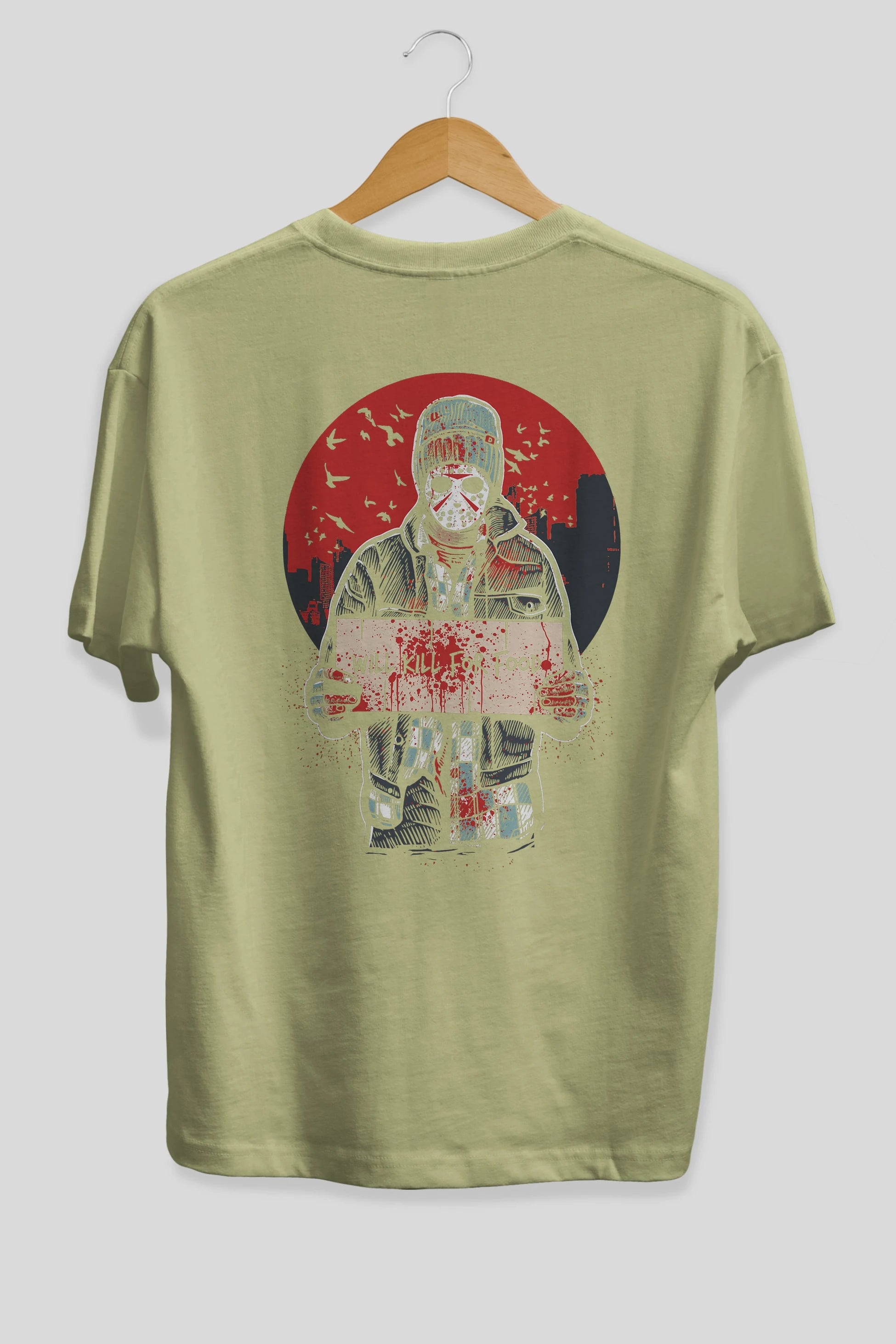 Kill For Food Arka Baskılı Oversize t-shirt Erkek Kadın Unisex %100 Pamuk