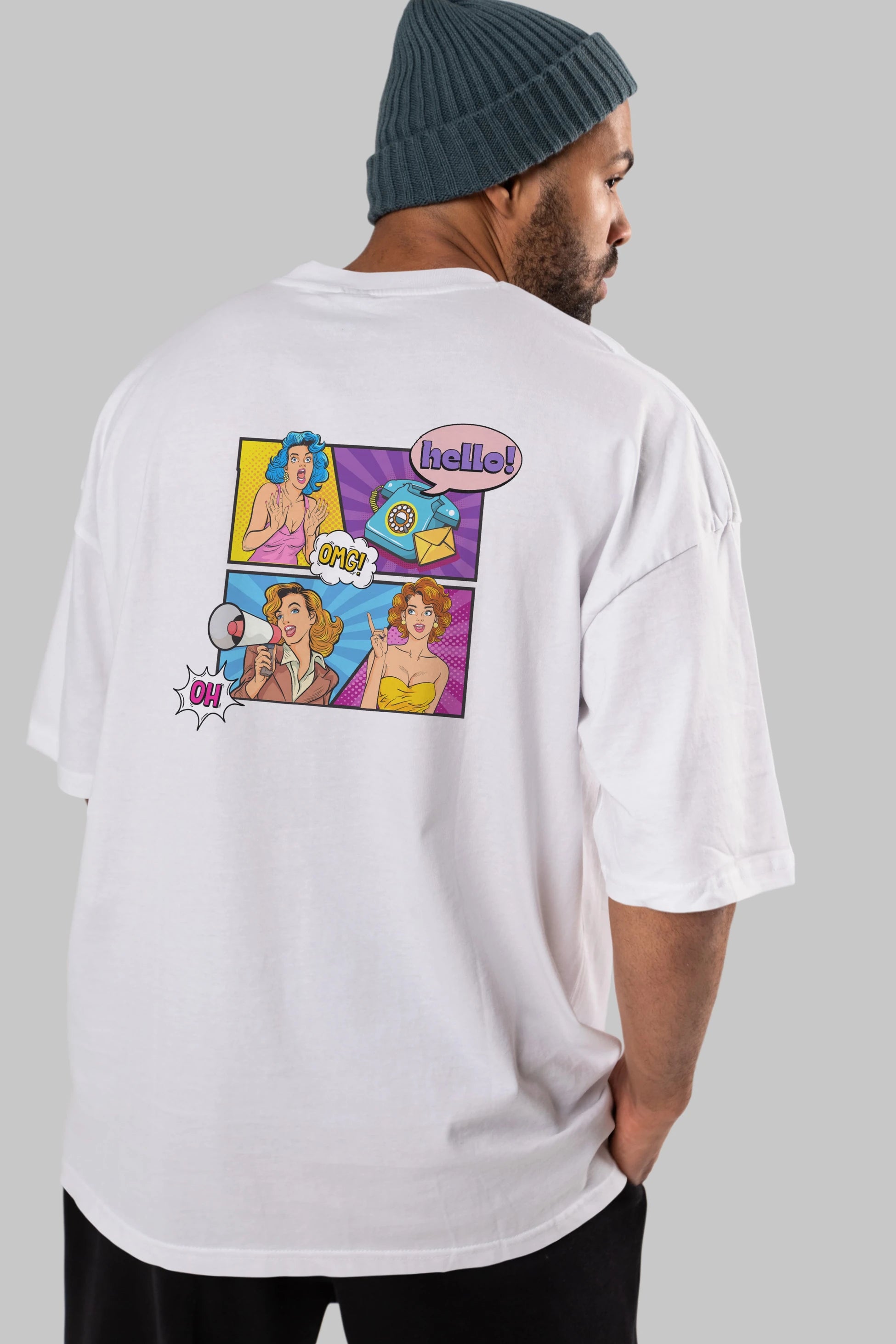 Hello OMG Arka Baskılı Oversize t-shirt Erkek Kadın Unisex