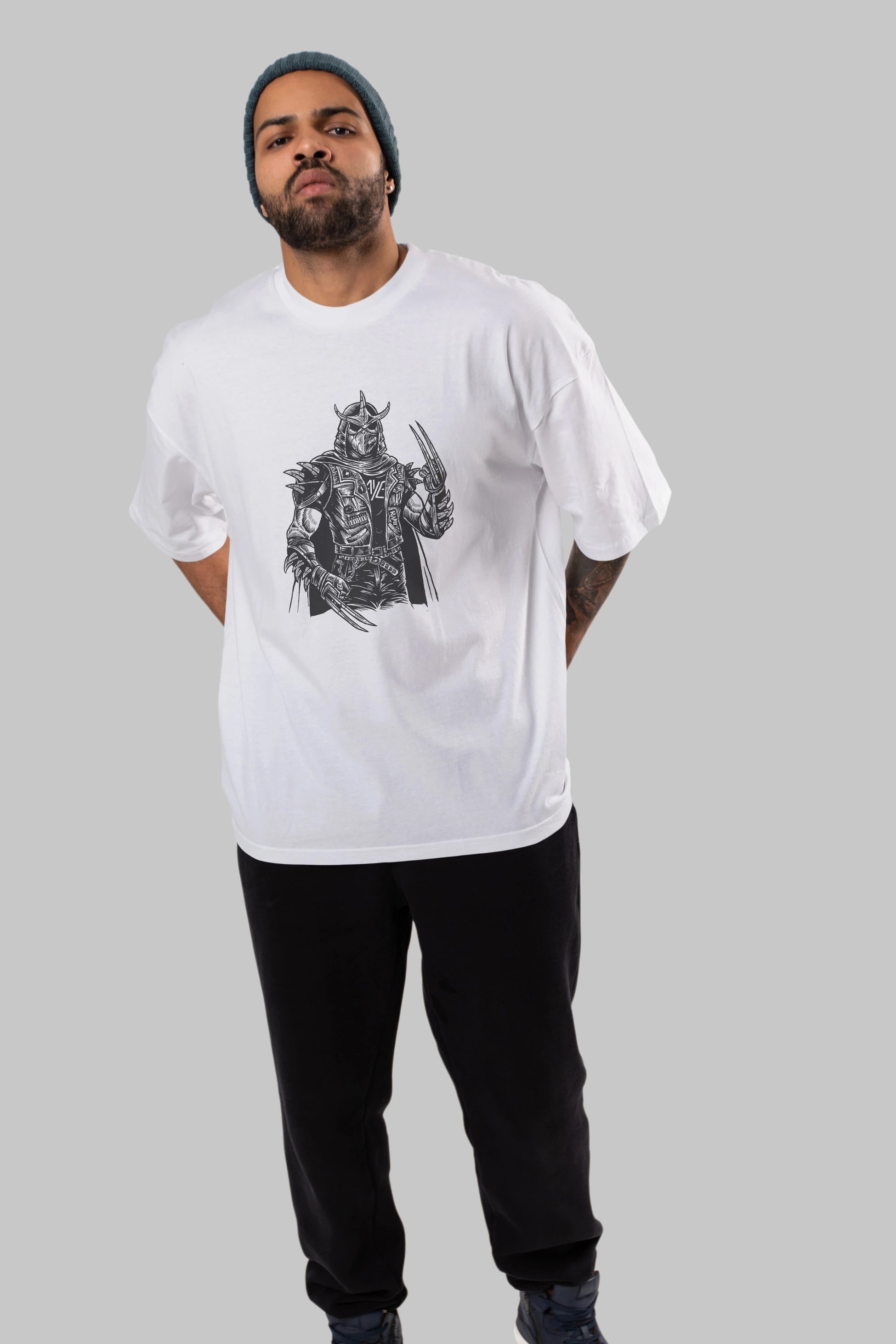 Shredder Punk Ön Baskılı Oversize t-shirt Erkek Kadın Unisex %100 Pamuk tişort