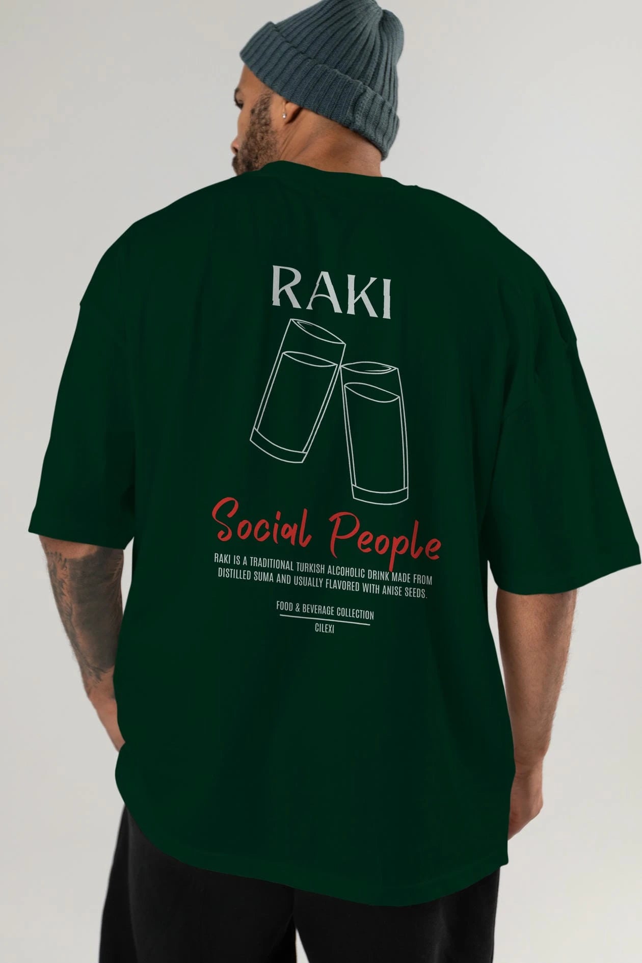 Rakı Kokteyl Serisi Baskılı Oversize t-shirt Erkek Kadın Unisex %100 Pamuk Bisiklet Yaka tişort