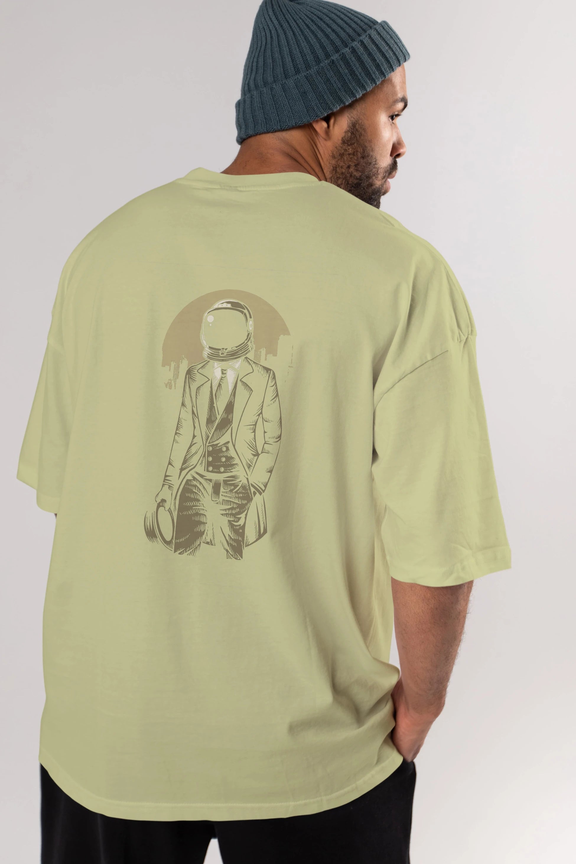 Classic Astronaut Arka Baskılı Oversize t-shirt Erkek Kadın Unisex %100 Pamuk