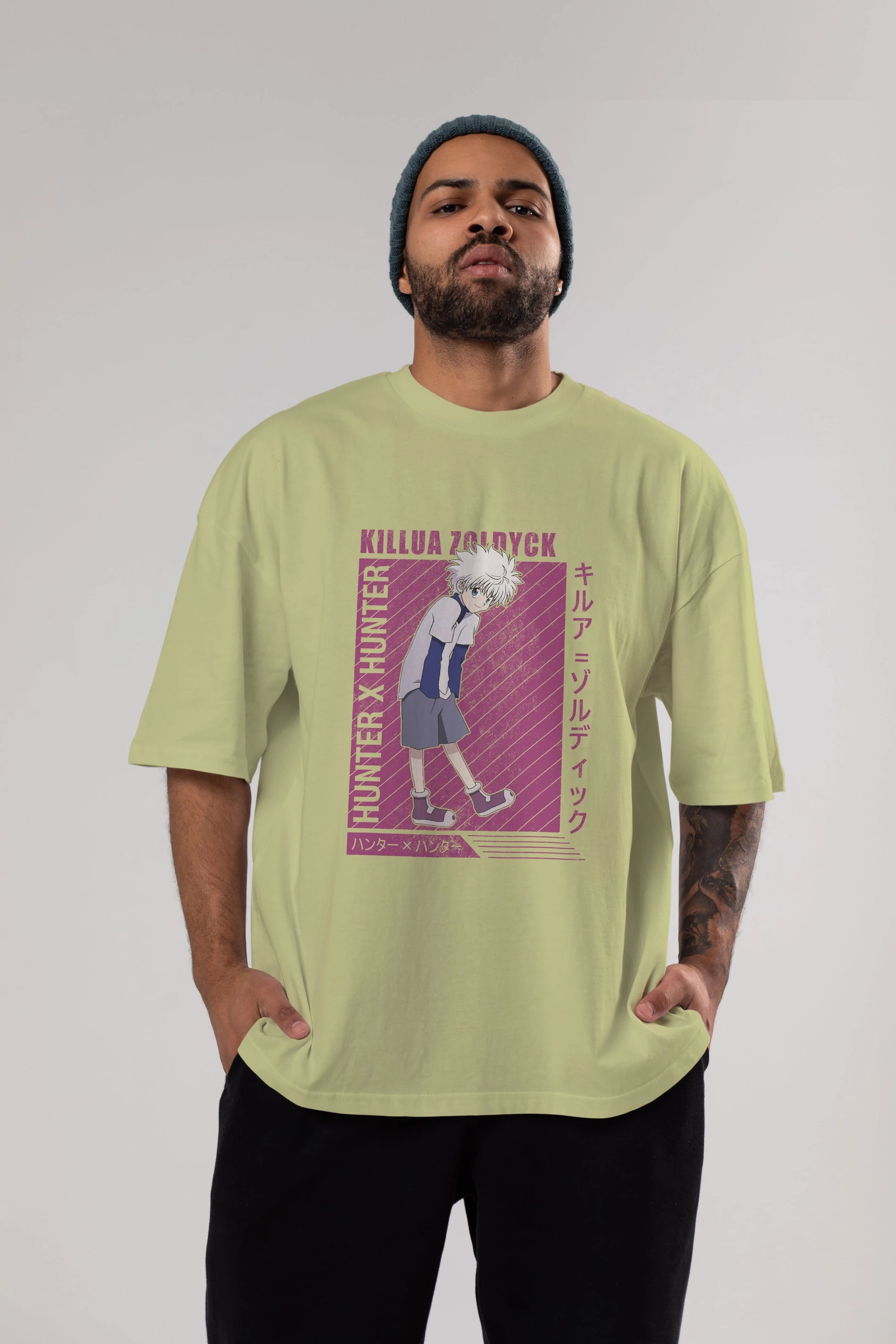 Killua Zoldyck 3 1 Anime Ön Baskılı Oversize t-shirt %100 pamuk Erkek Kadın Unisex