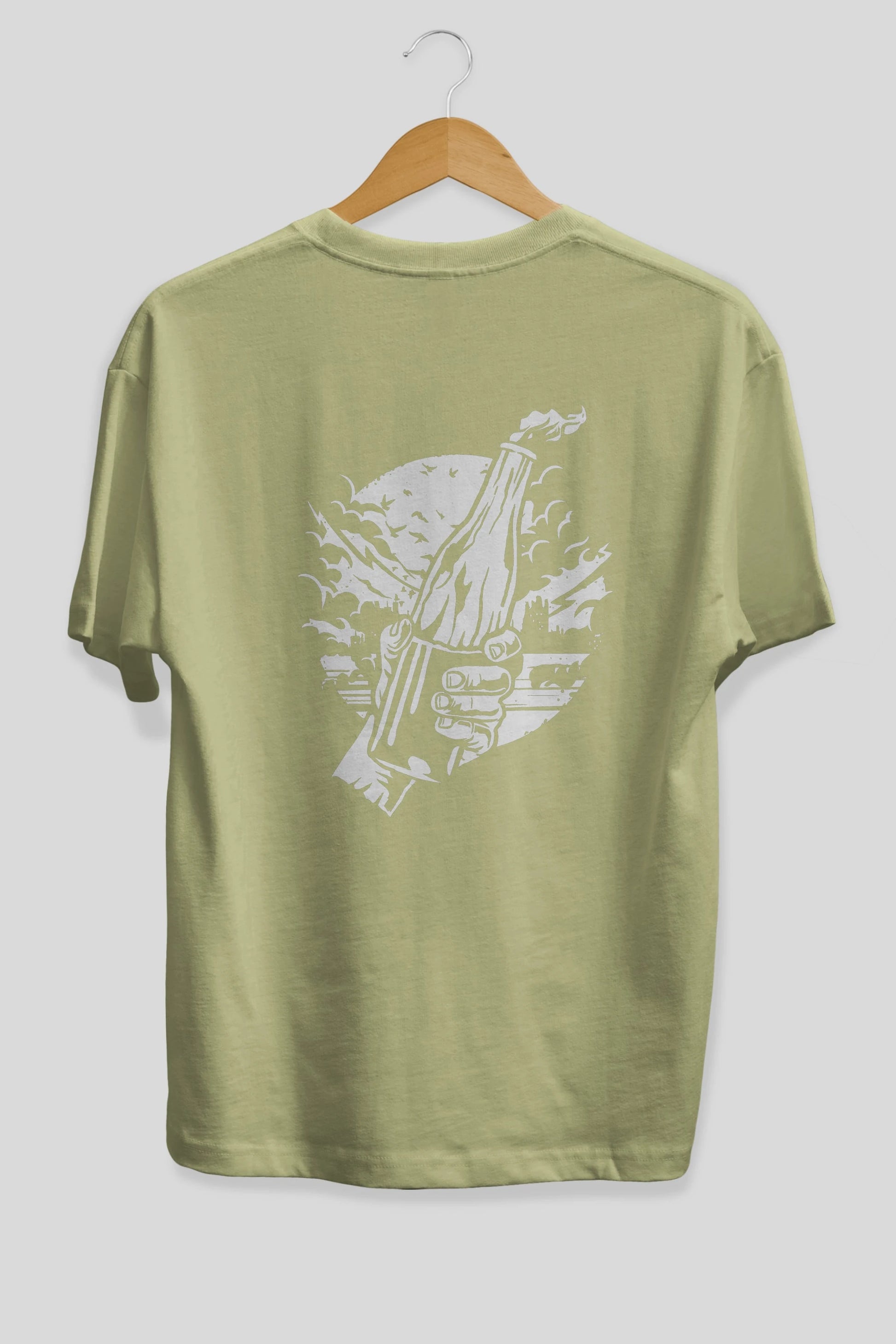 Molotov Cocktail Arka Baskılı Oversize t-shirt Erkek Kadın Unisex %100 Pamuk