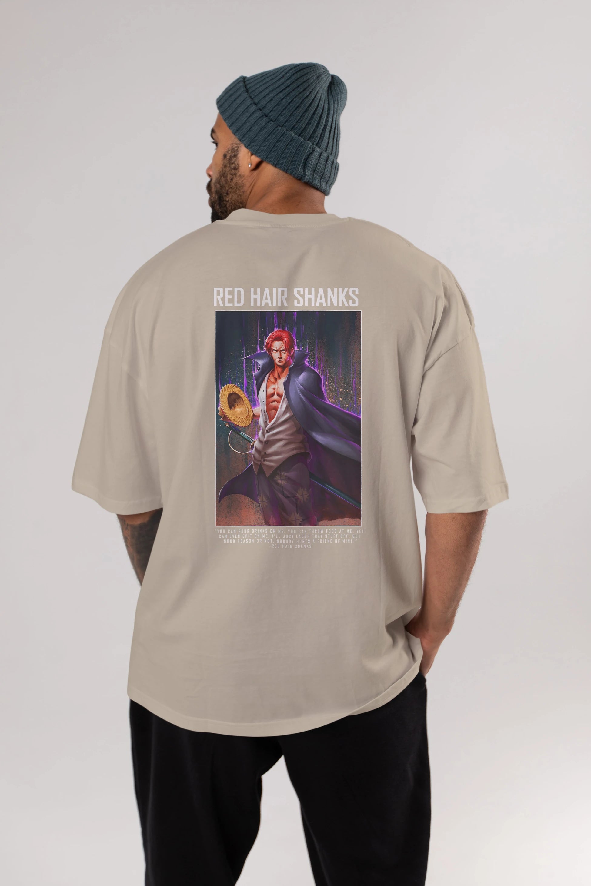 Shanks Anime Arka Baskılı Oversize t-shirt Erkek Kadın Unisex %100 pamuk tişort