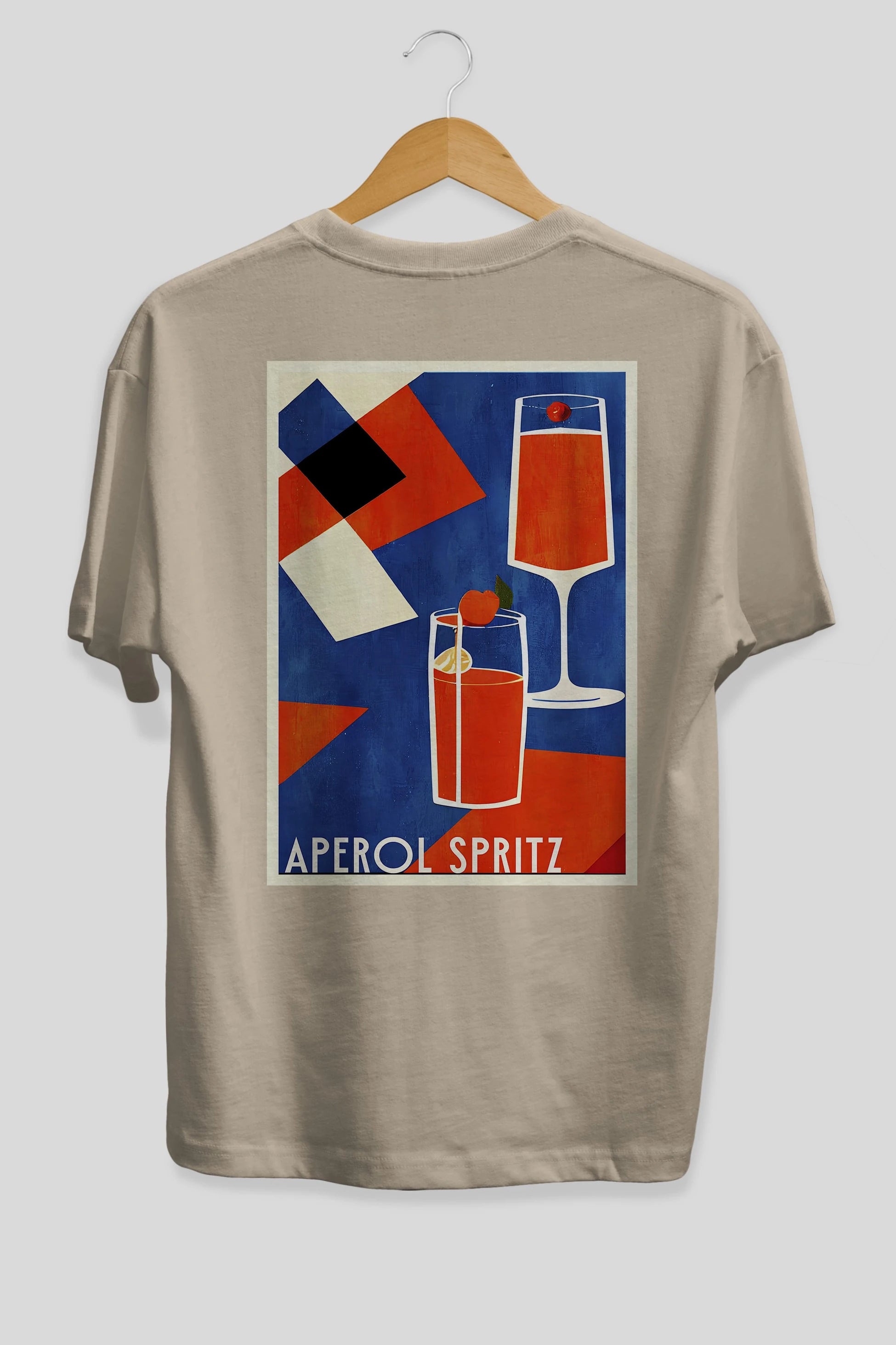 Aperol Spritz 4 Arka Baskılı Oversize t-shirt Erkek Kadın Unisex %100 Pamuk Bisiklet Yaka tişort