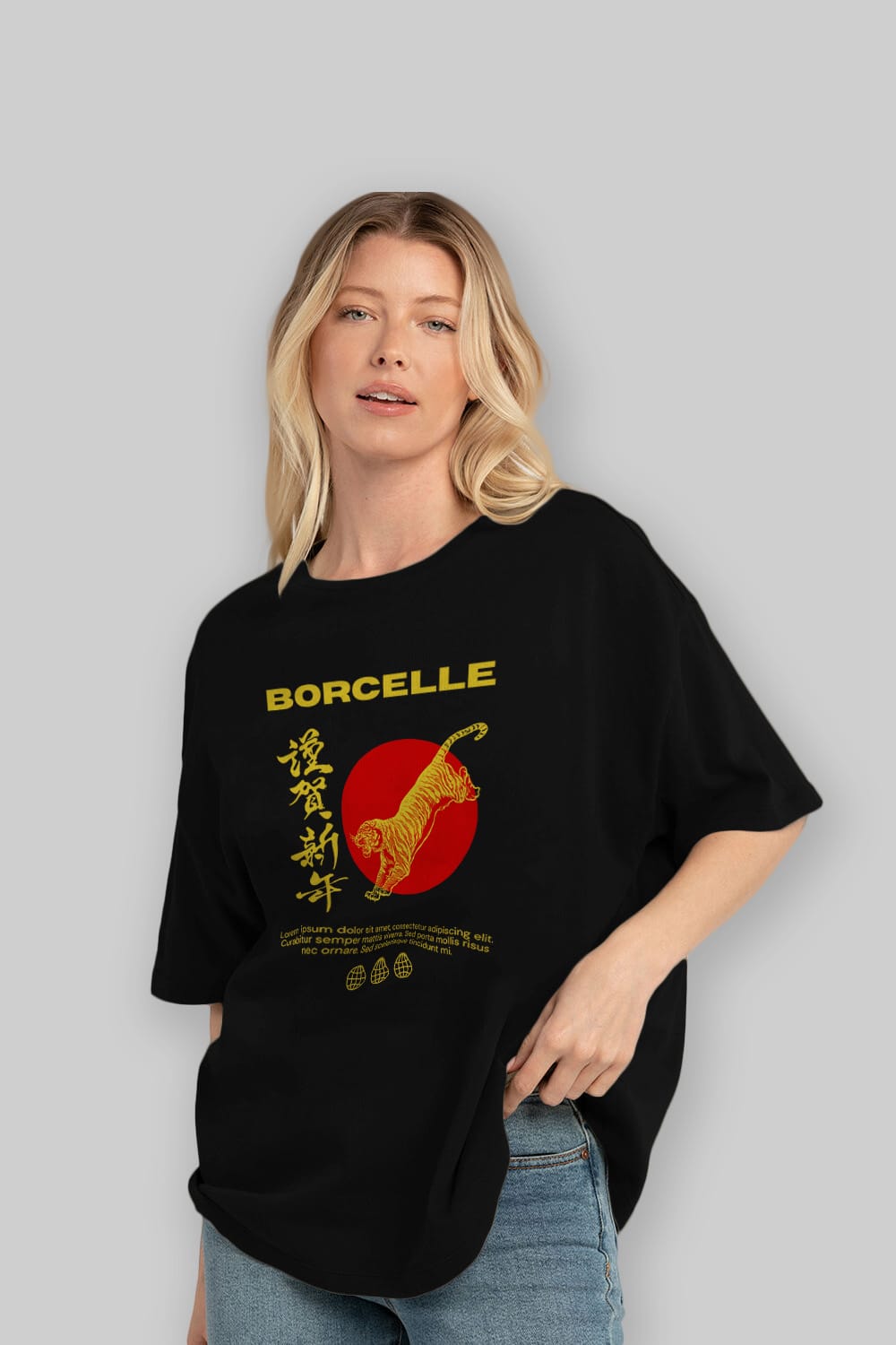 Borcelle Tiger Streetwear Ön Baskılı Oversize t-shirt Erkek Kadın Unisex