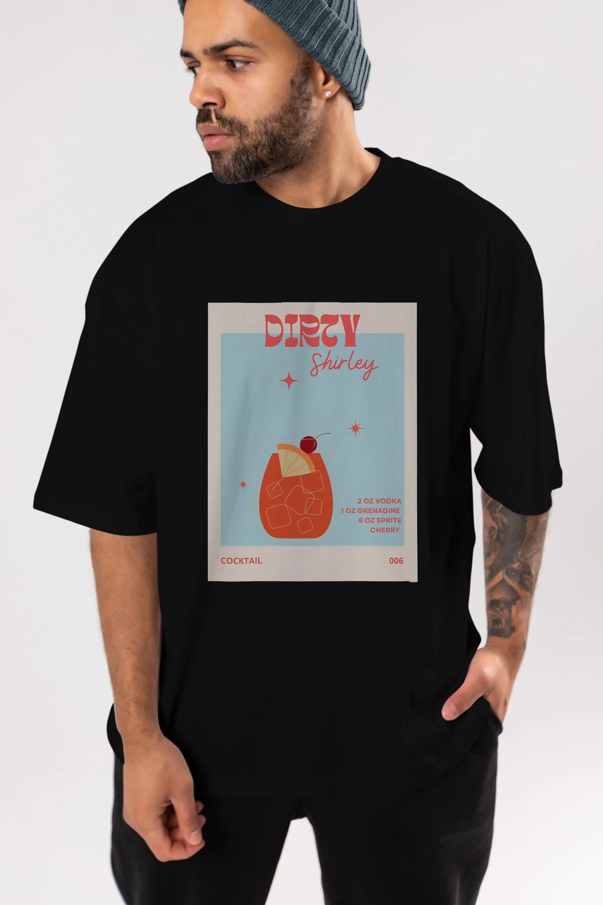 Dirty Shirley Ön Baskılı Oversize t-shirt Erkek Kadın Unisex %100 Pamuk Bisiklet Yaka tişort