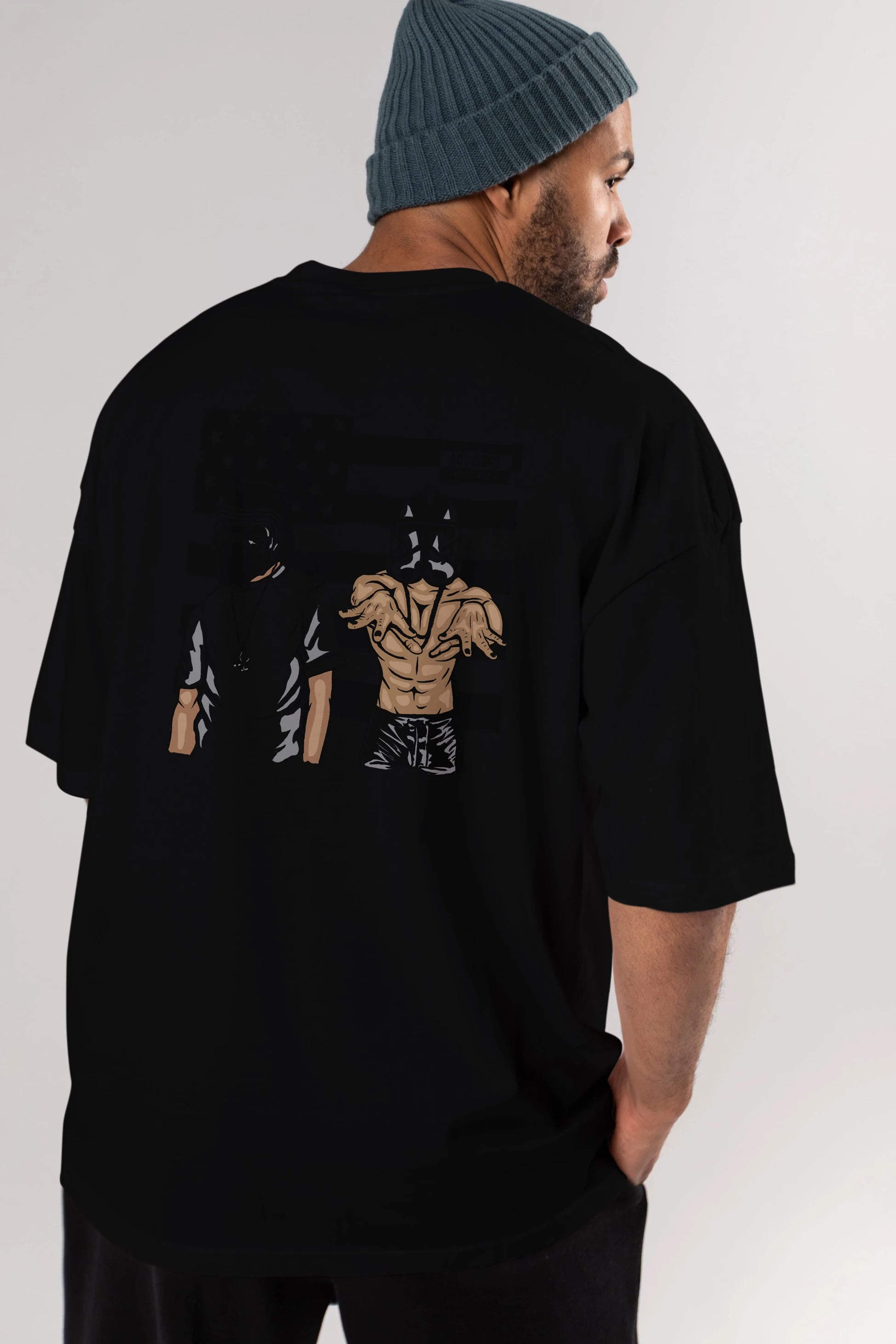 Darkonia Arka Baskılı Oversize t-shirt Erkek Kadın Unisex %100 Pamuk