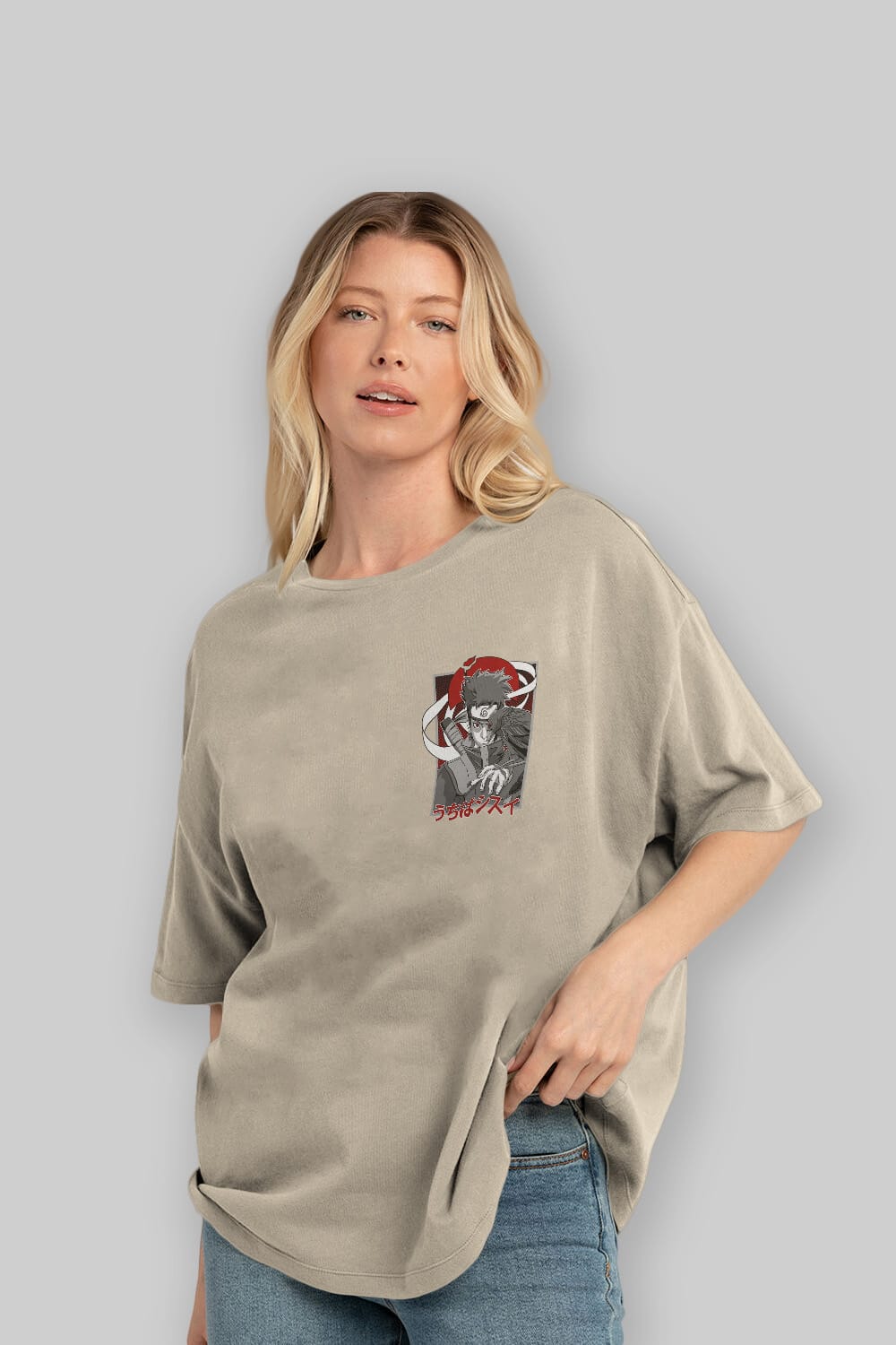 SHISUI UCHIHA NARUTO Ön Sol Baskılı Oversize t-shirt Erkek Kadın Unisex %100 Pamuk Bisiklet Yaka tişort