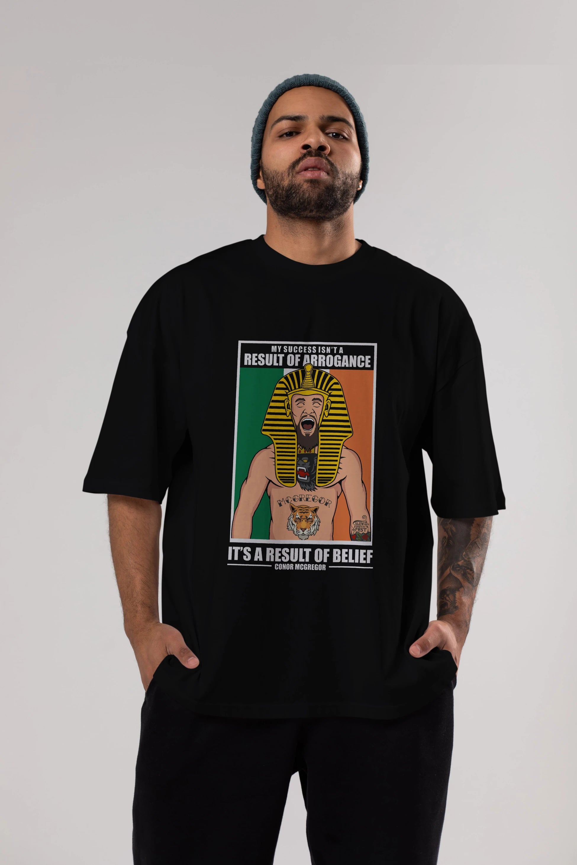 McGregor Pharaoh Ön Baskılı Oversize t-shirt Erkek Kadın Unisex %100 Pamuk tişort