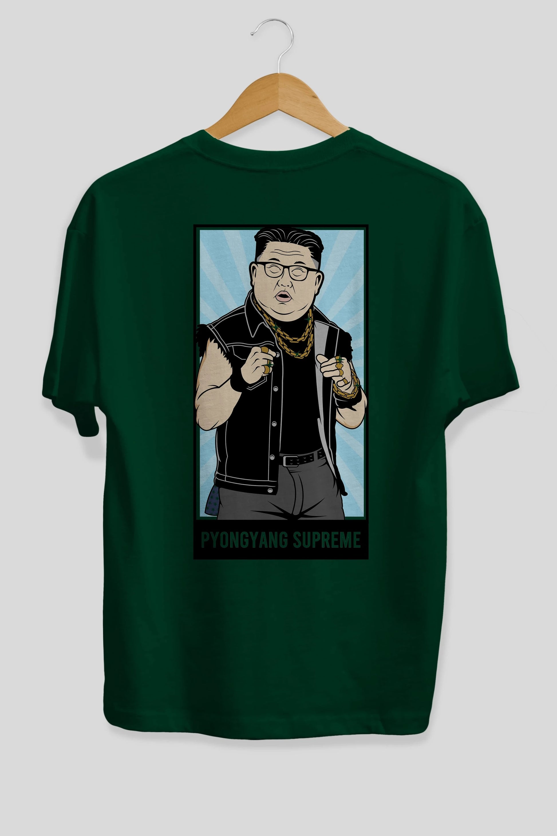 Kim Jong Un Pyongyang Supreme Arka Baskılı Oversize t-shirt Erkek Kadın Unisex %100 Pamuk tişort