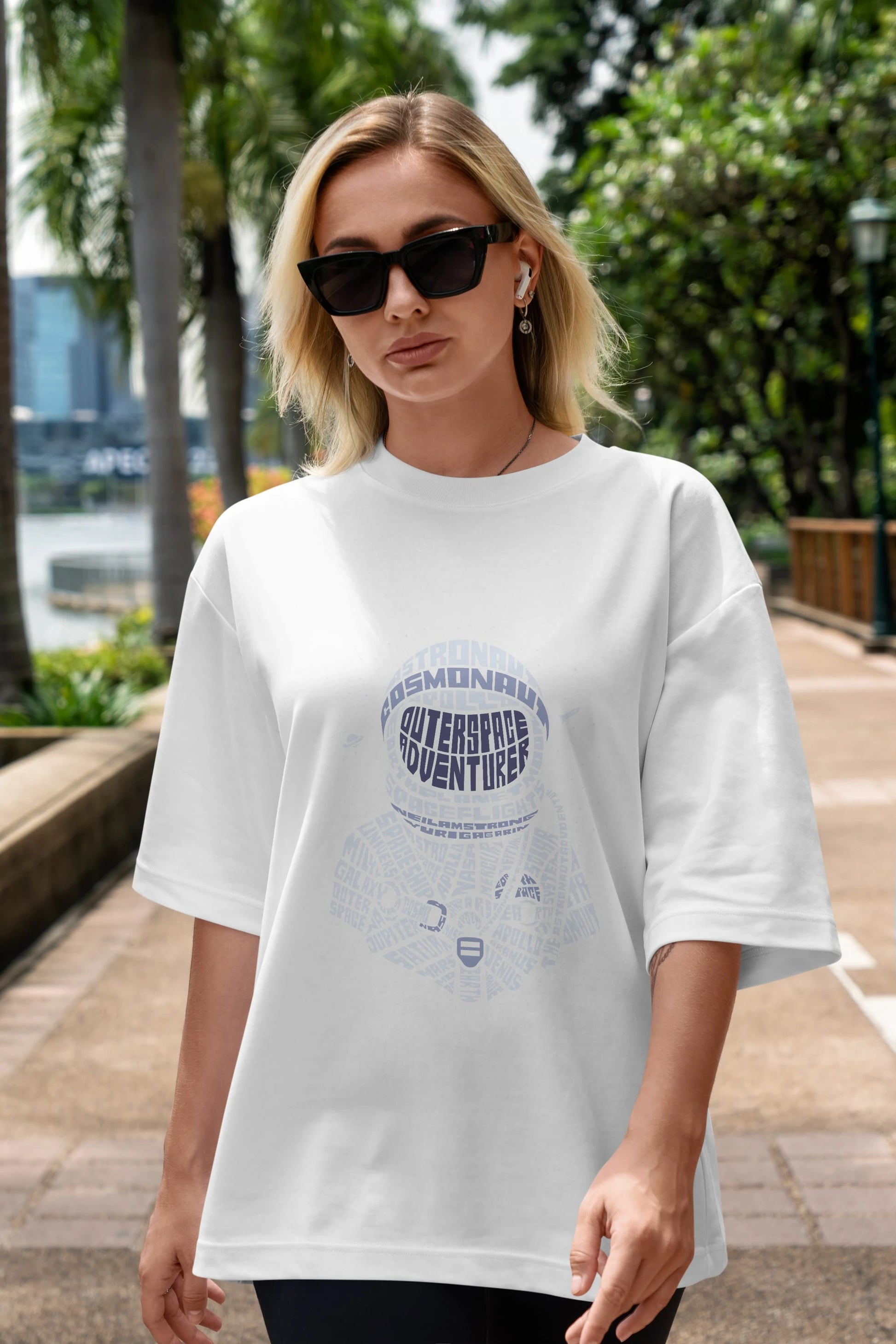 Astronaut Ön Baskılı Oversize t-shirt %100 pamuk Erkek Kadın Unisex