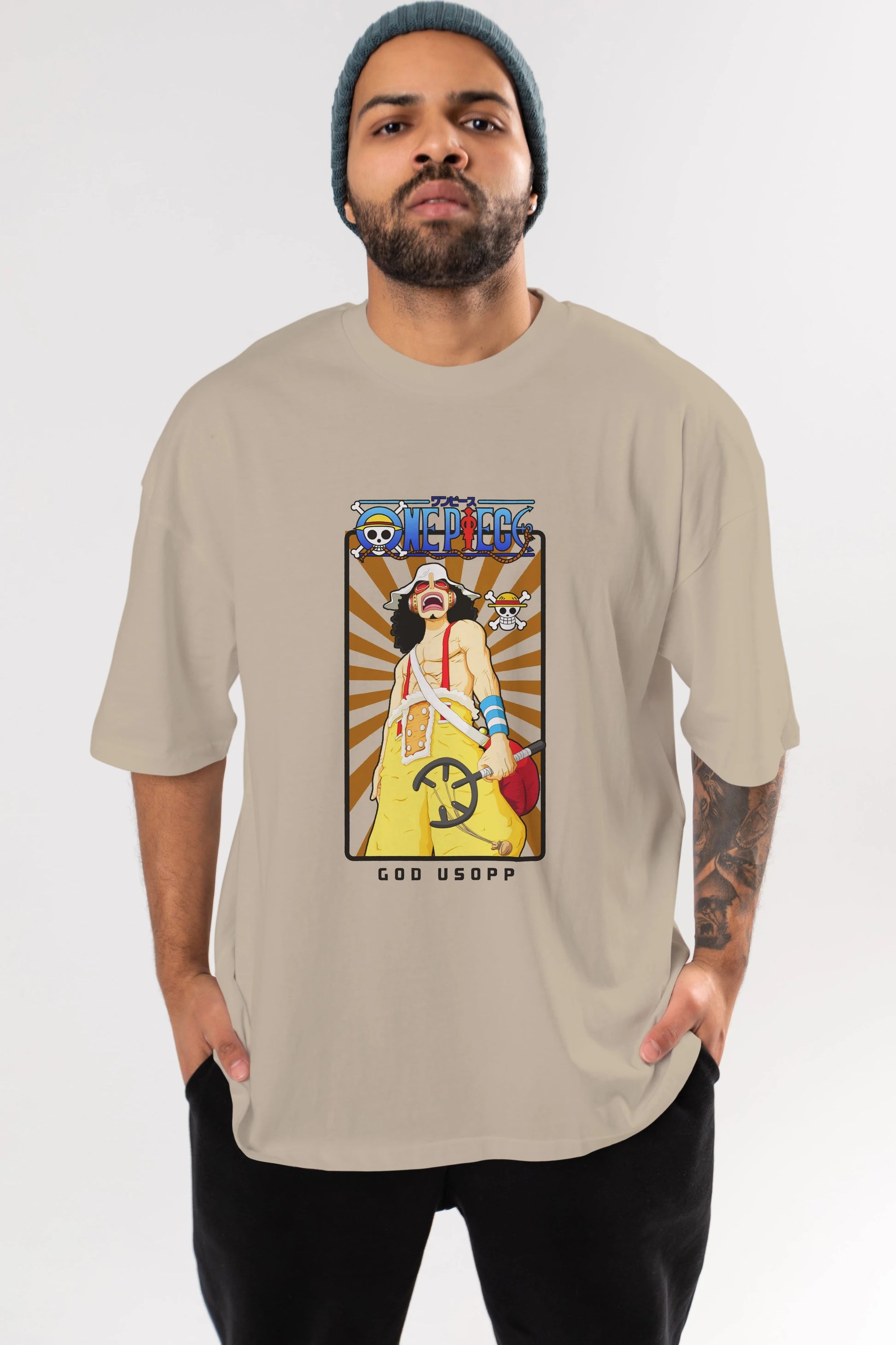 Usopp Anime Ön Baskılı Oversize t-shirt Erkek Kadın Unisex