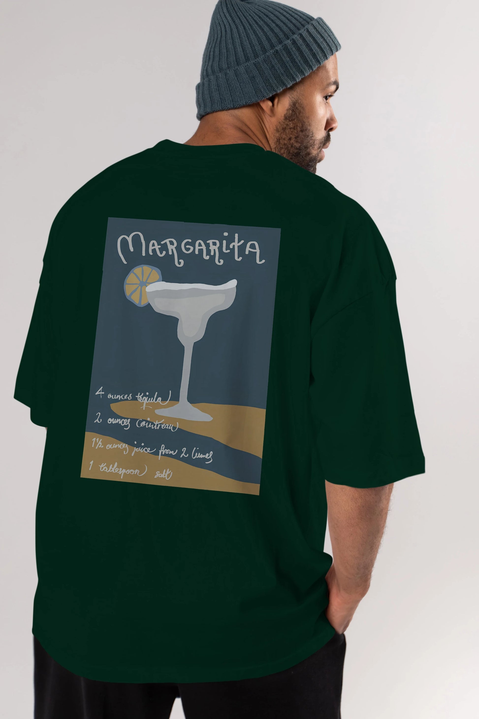 Margarita 2 Arka Baskılı Oversize t-shirt Erkek Kadın Unisex %100 Pamuk Bisiklet Yaka tişort