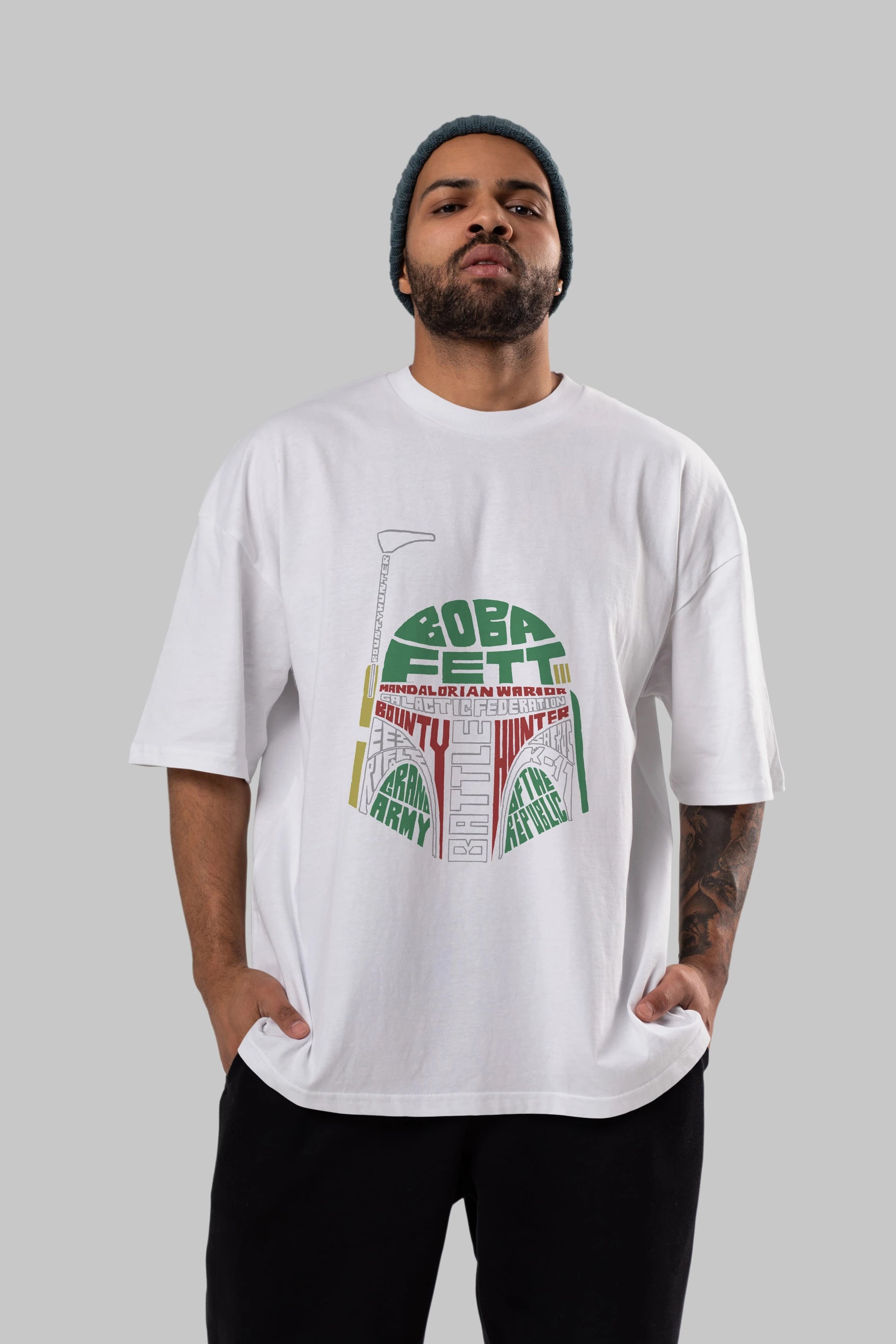 Boba Fett (2) Ön Baskılı Oversize t-shirt %100 pamuk Erkek Kadın Unisex