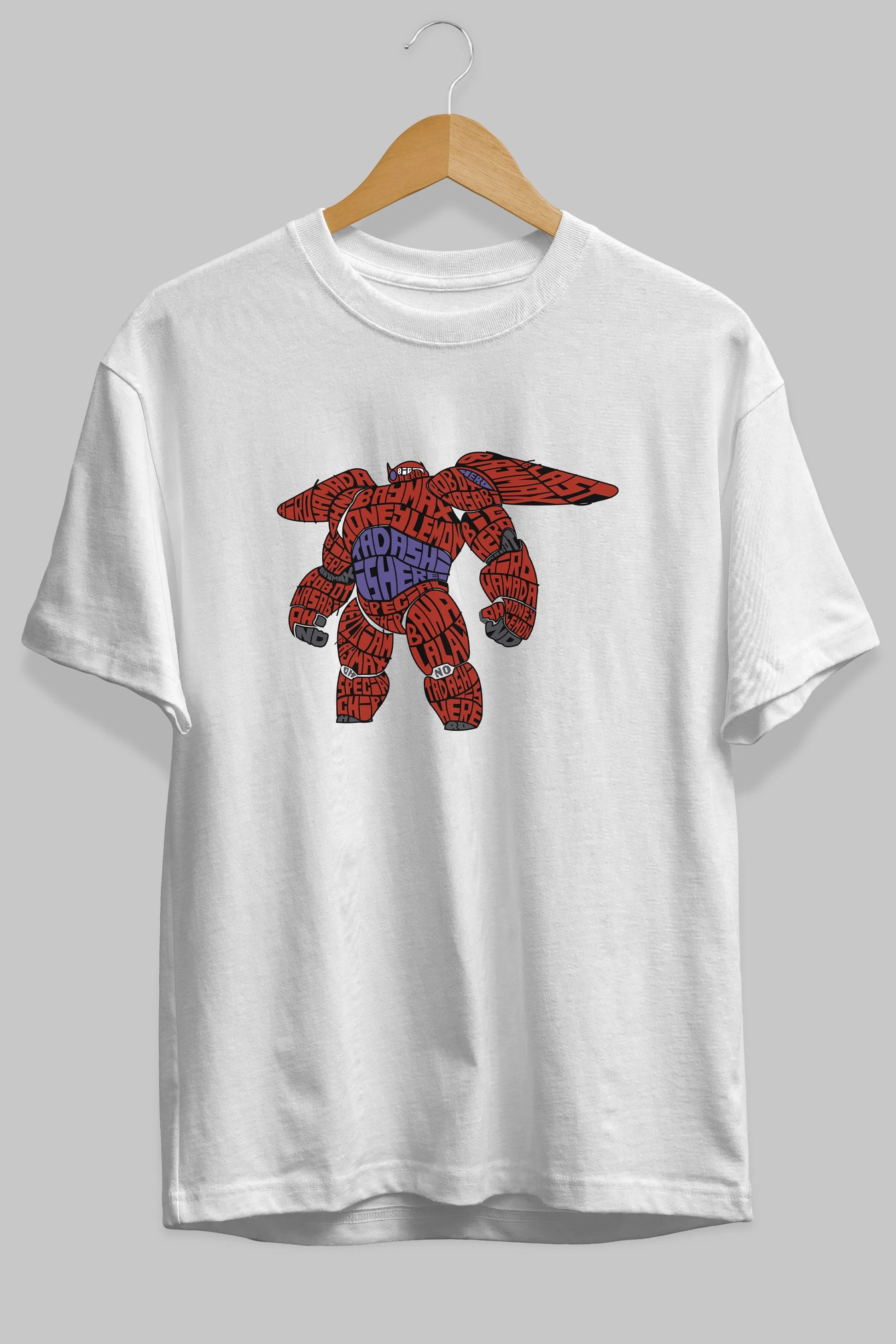 Baymax Ön Baskılı Oversize t-shirt %100 pamuk Erkek Kadın Unisex