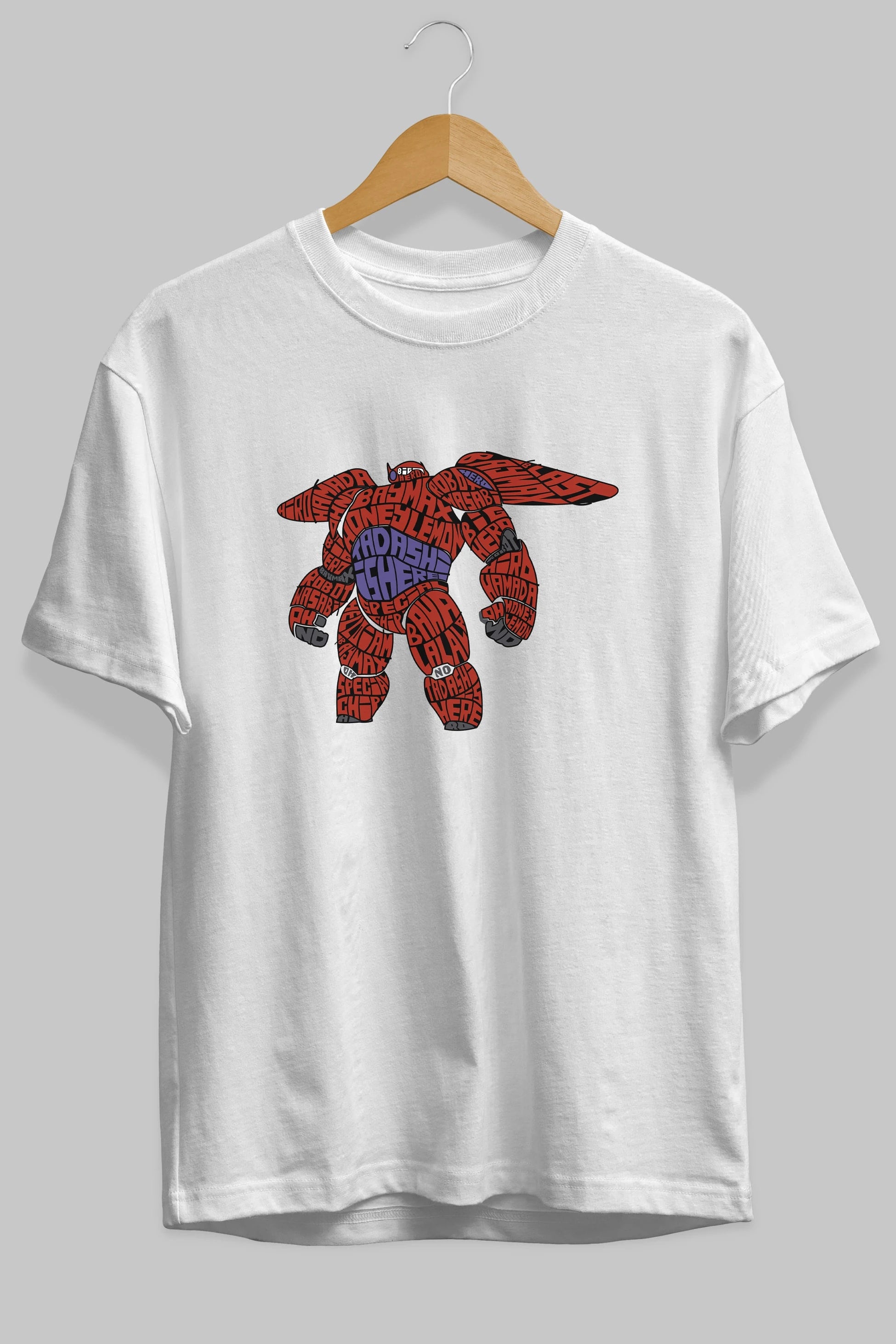 Baymax Ön Baskılı Oversize t-shirt %100 pamuk Erkek Kadın Unisex