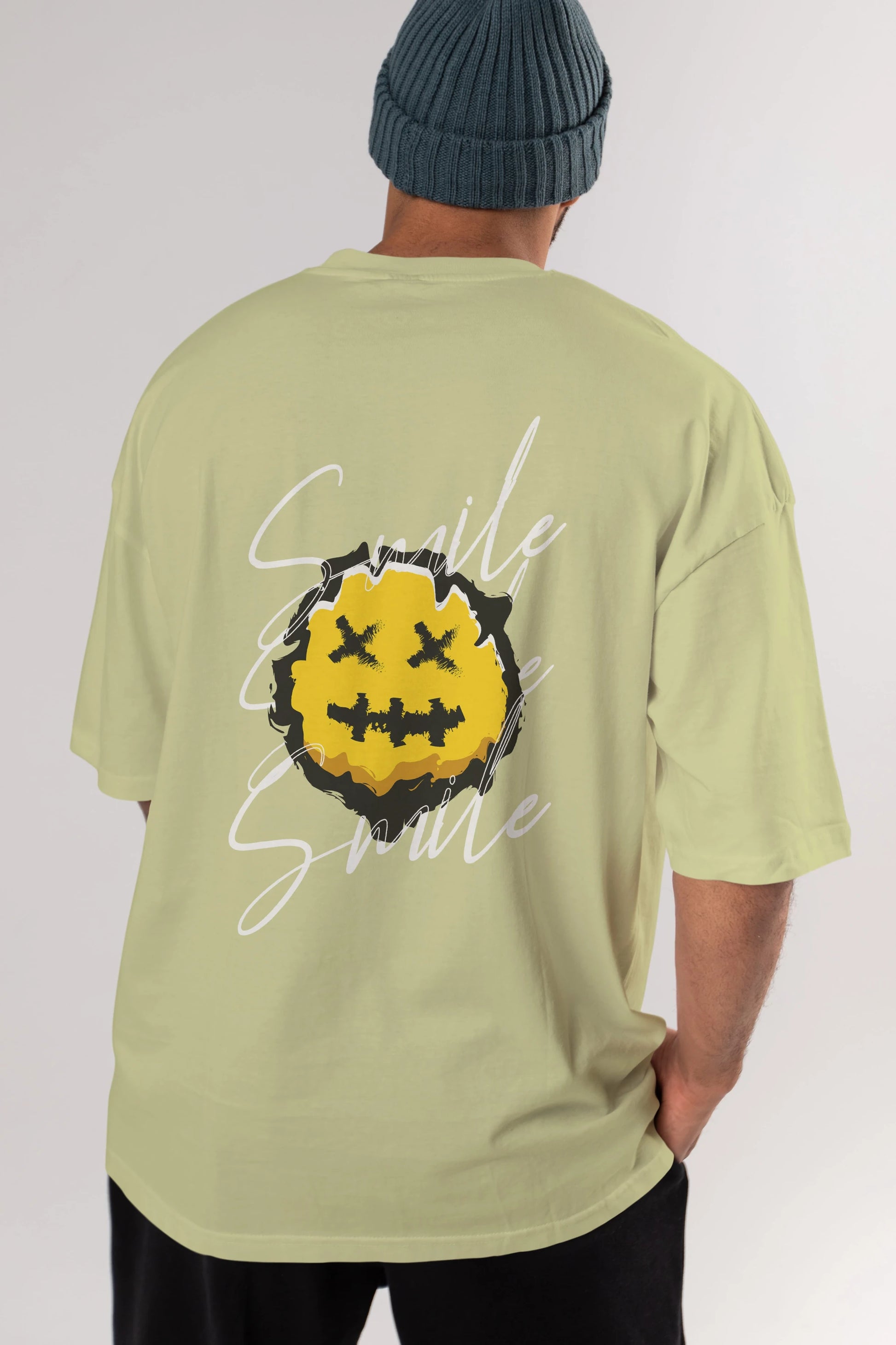Smile Emoji Arka Baskılı Oversize t-shirt Erkek Kadın Unisex