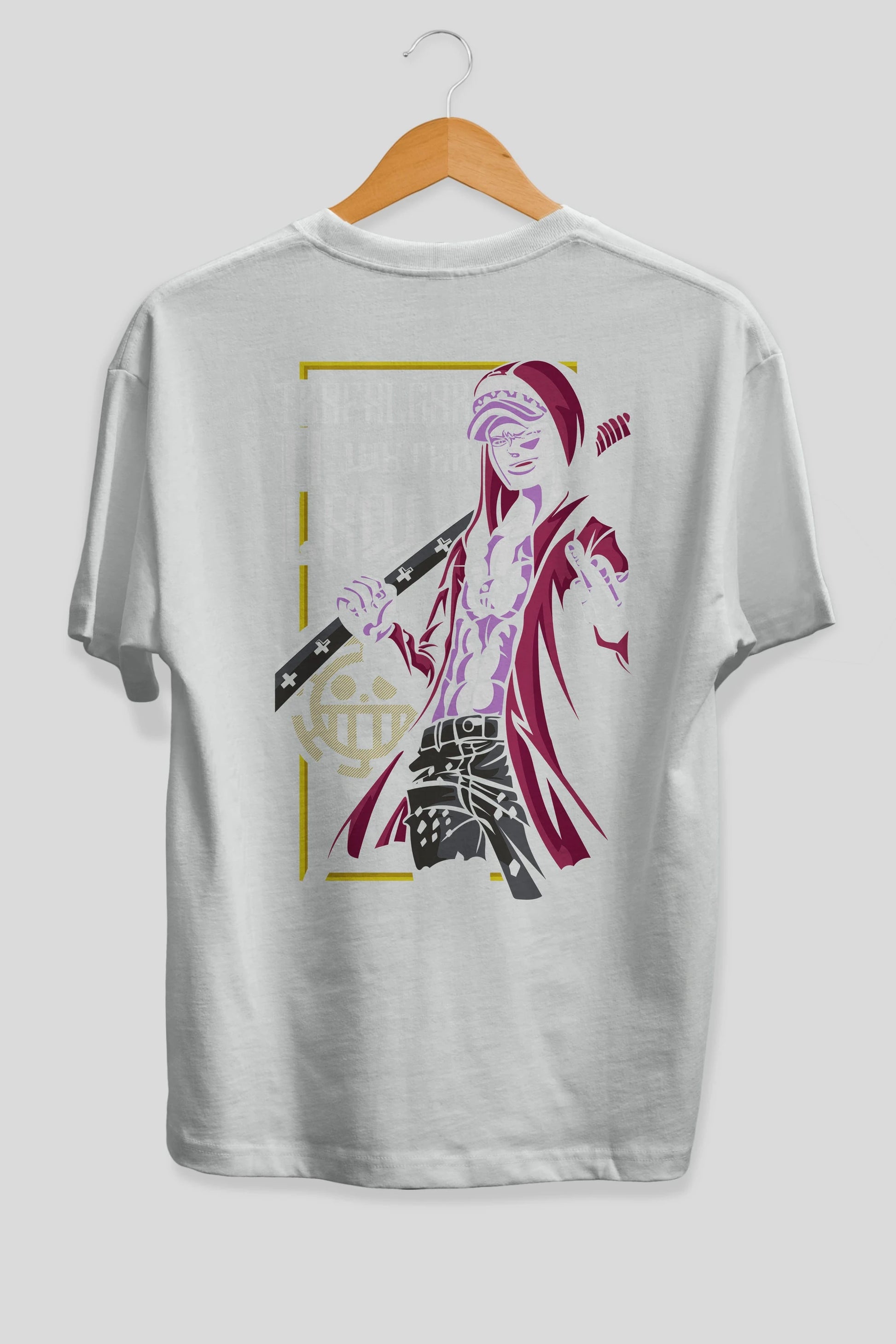 Trafalgar D. Water Law Anime Arka Baskılı Oversize t-shirt Erkek Kadın Unisex %100 pamuk tişort