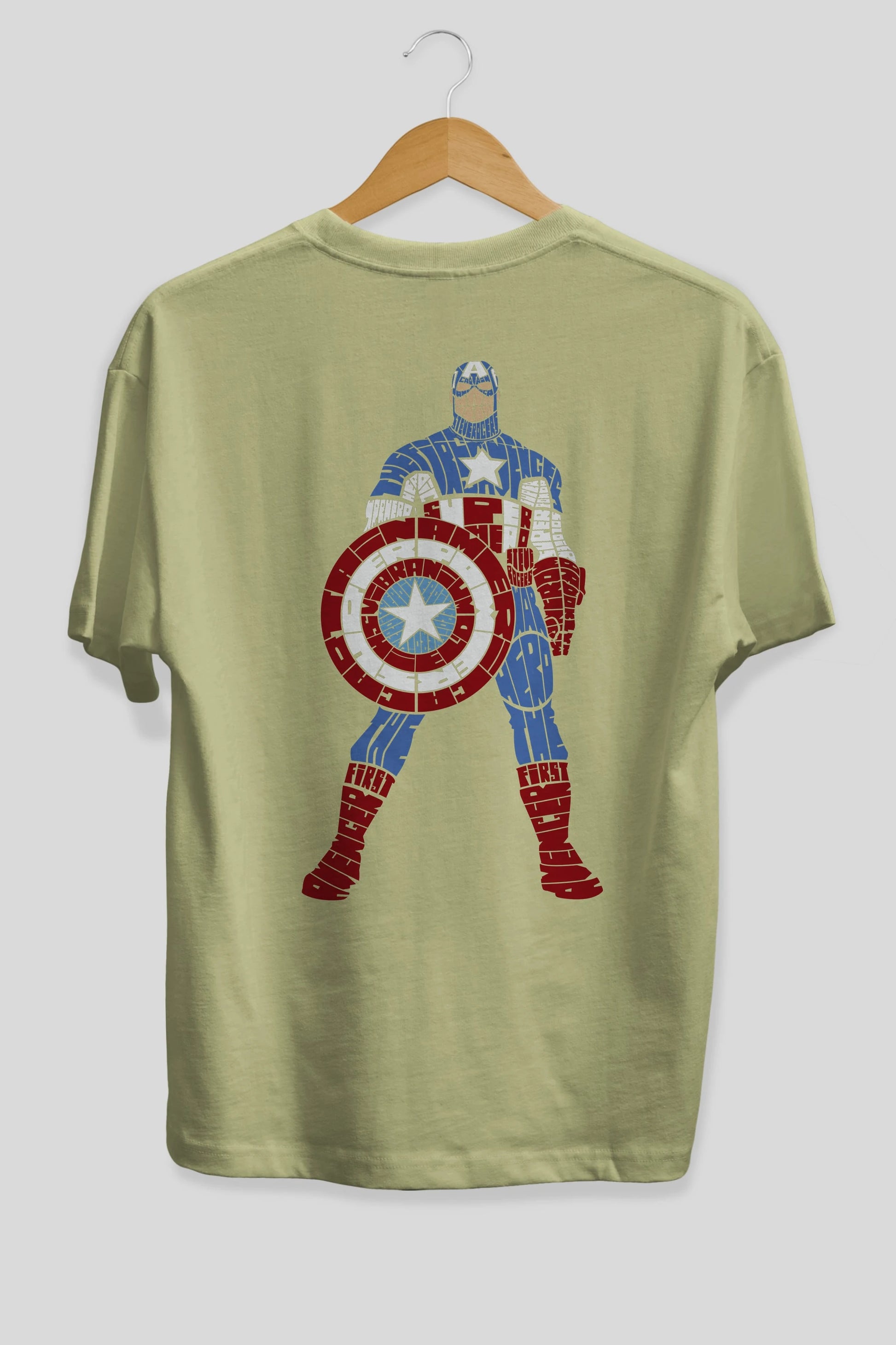 Captain America Arka Baskılı Oversize t-shirt %100 pamuk Erkek Kadın Unisex