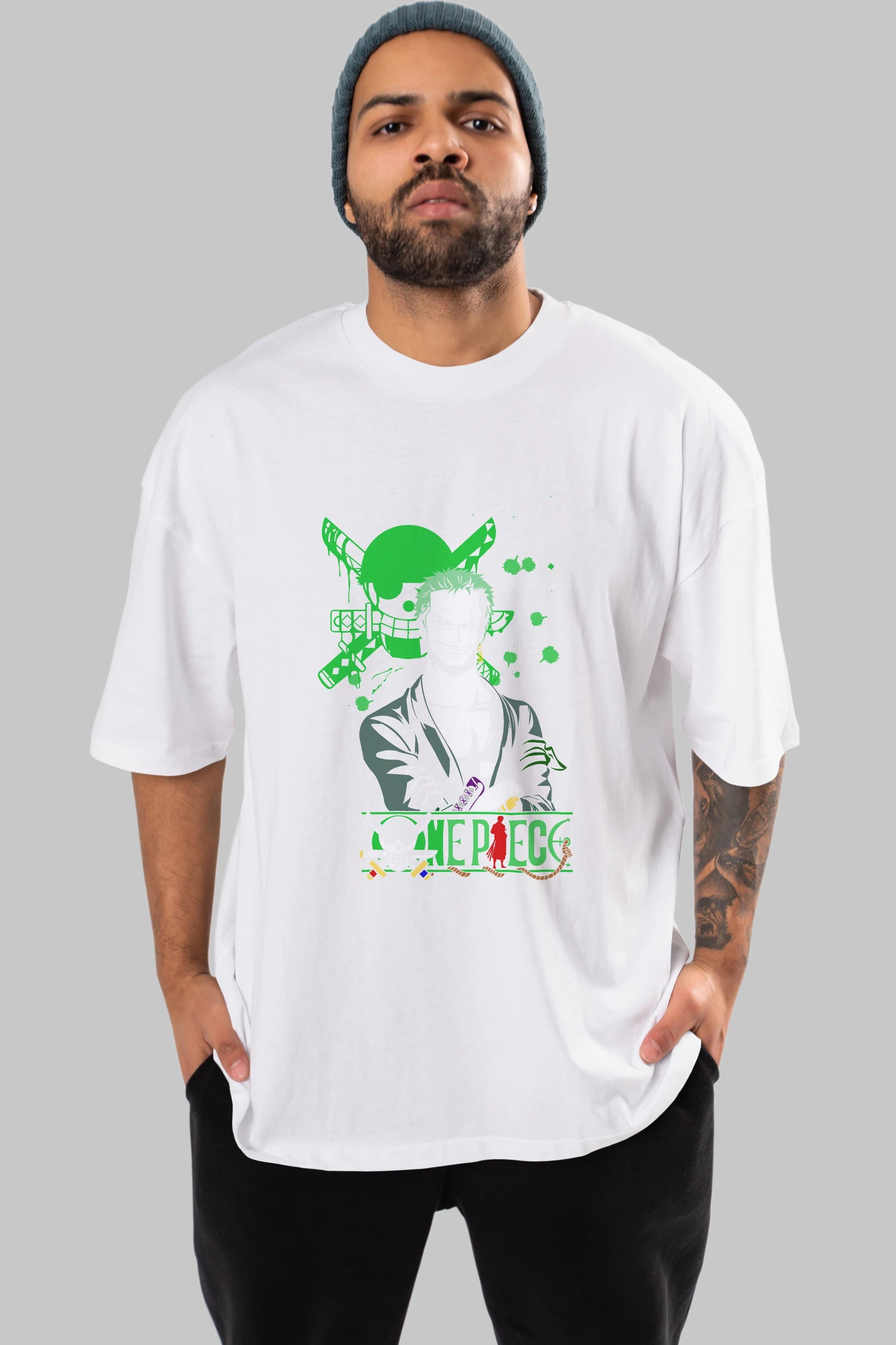 Roronoa Zoro 2 Anime Ön Baskılı Oversize t-shirt Erkek Kadın Unisex