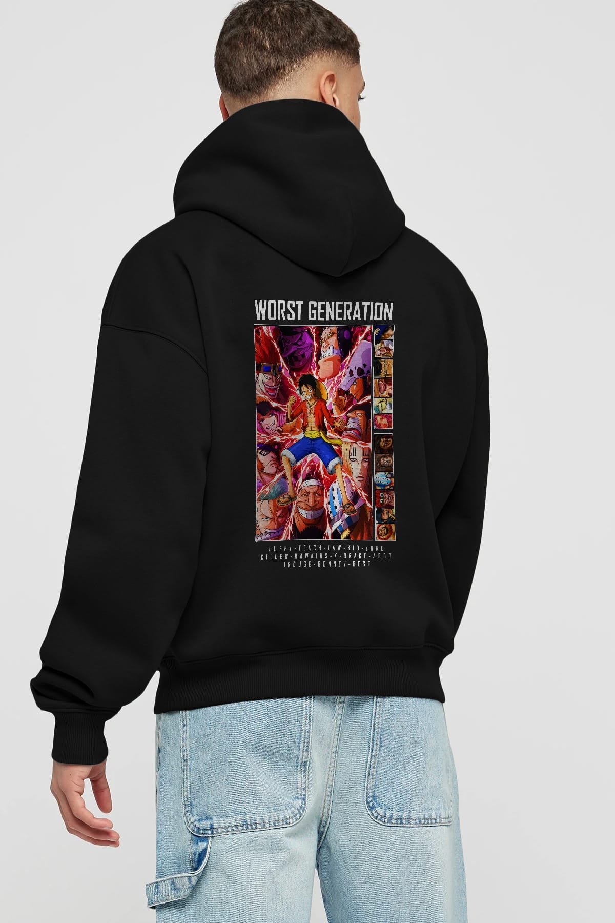 Worst Generation Anime Arka Baskılı Hoodie Oversize Kapüşonlu Sweatshirt Erkek Kadın Unisex