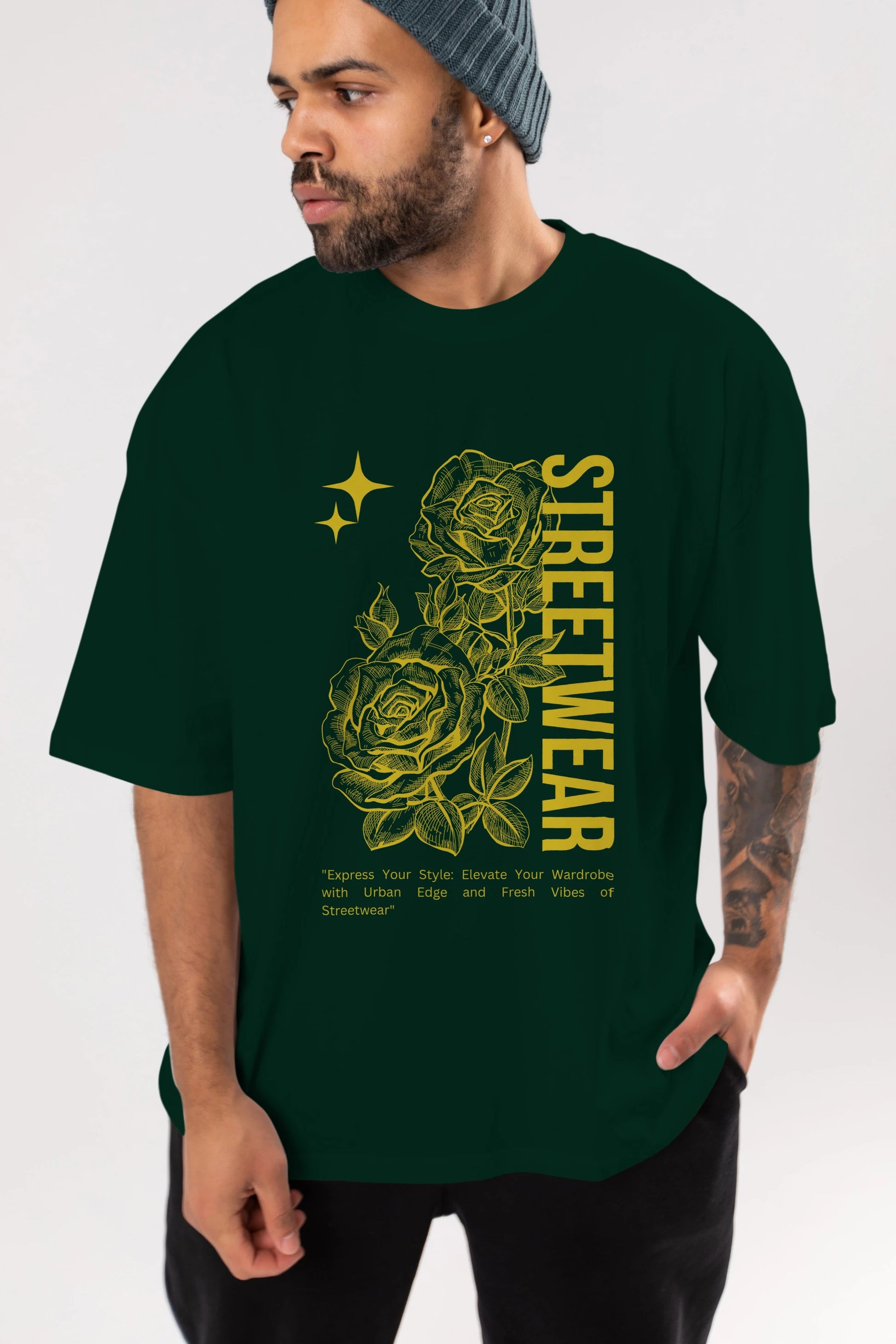 Minimalist Streetwear Ön Baskılı Oversize t-shirt Erkek Kadın Unisex