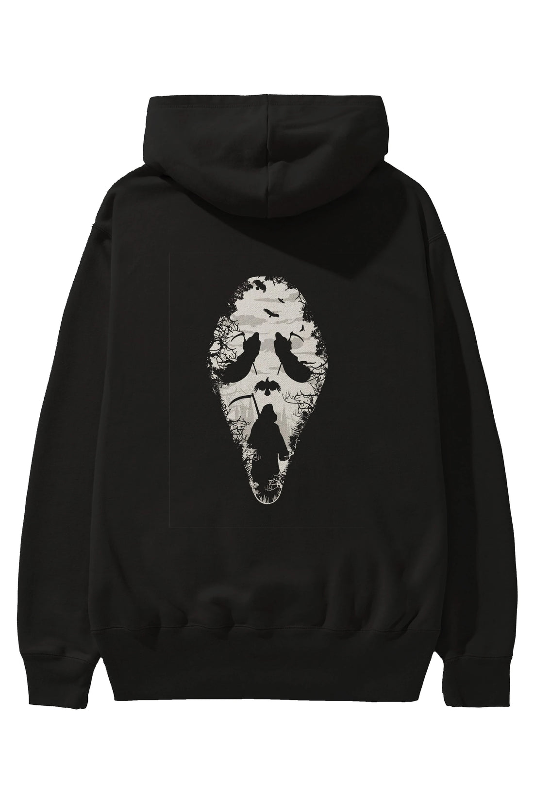 Reaper Scream Arka Baskılı Hoodie Oversize Kapüşonlu Sweatshirt Erkek Kadın Unisex