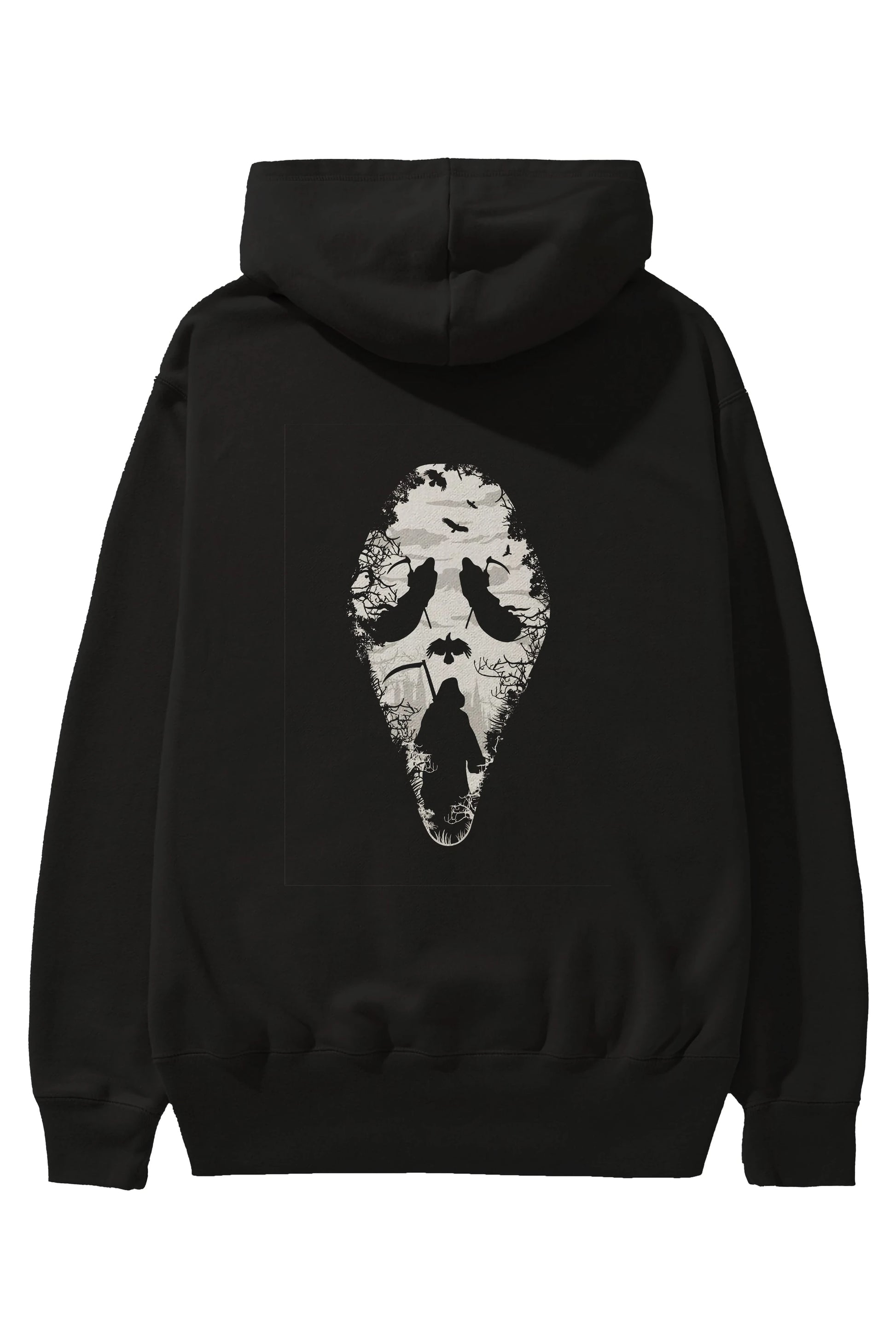 Reaper Scream Arka Baskılı Hoodie Oversize Kapüşonlu Sweatshirt Erkek Kadın Unisex