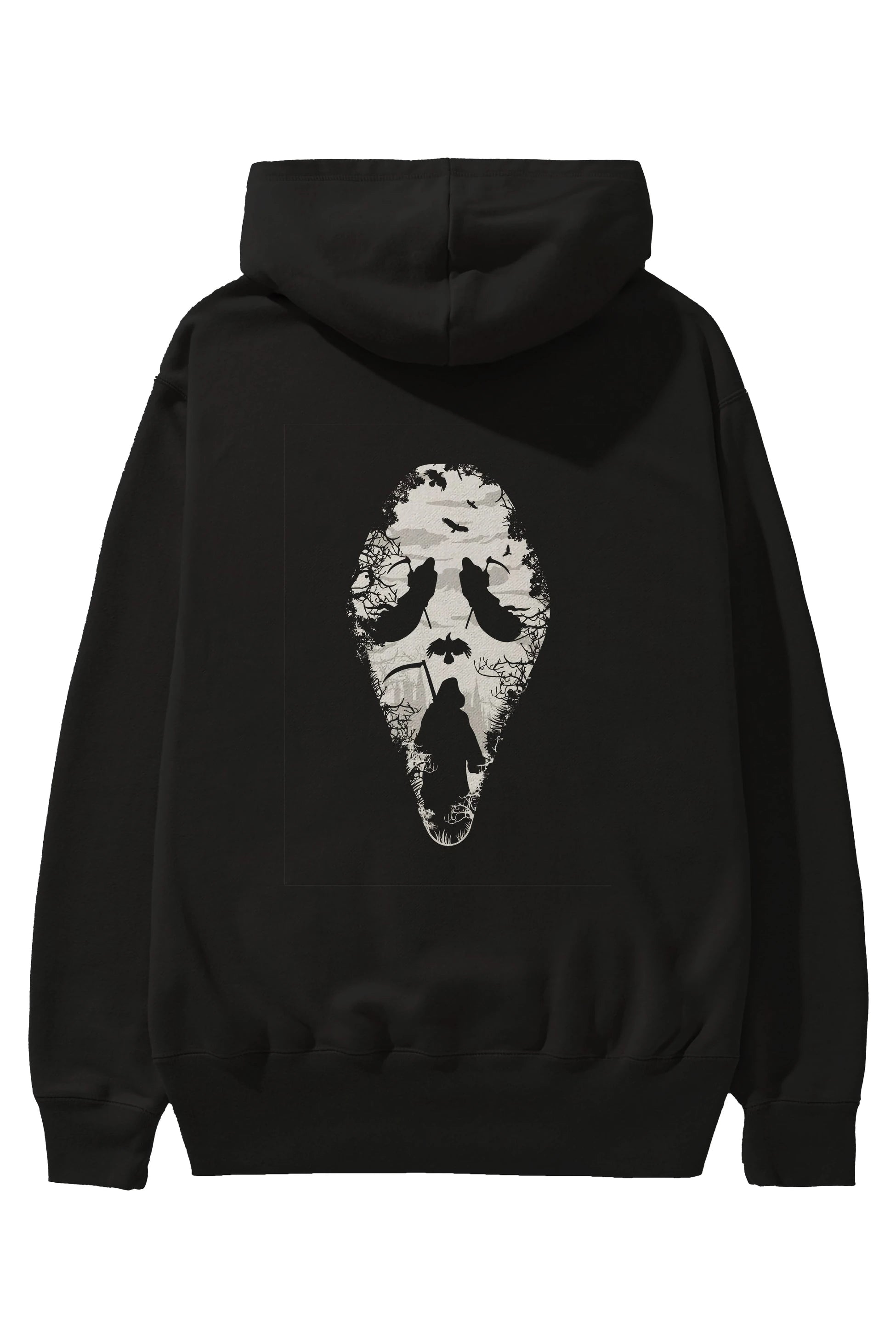 Reaper Scream Arka Baskılı Hoodie Oversize Kapüşonlu Sweatshirt Erkek Kadın Unisex