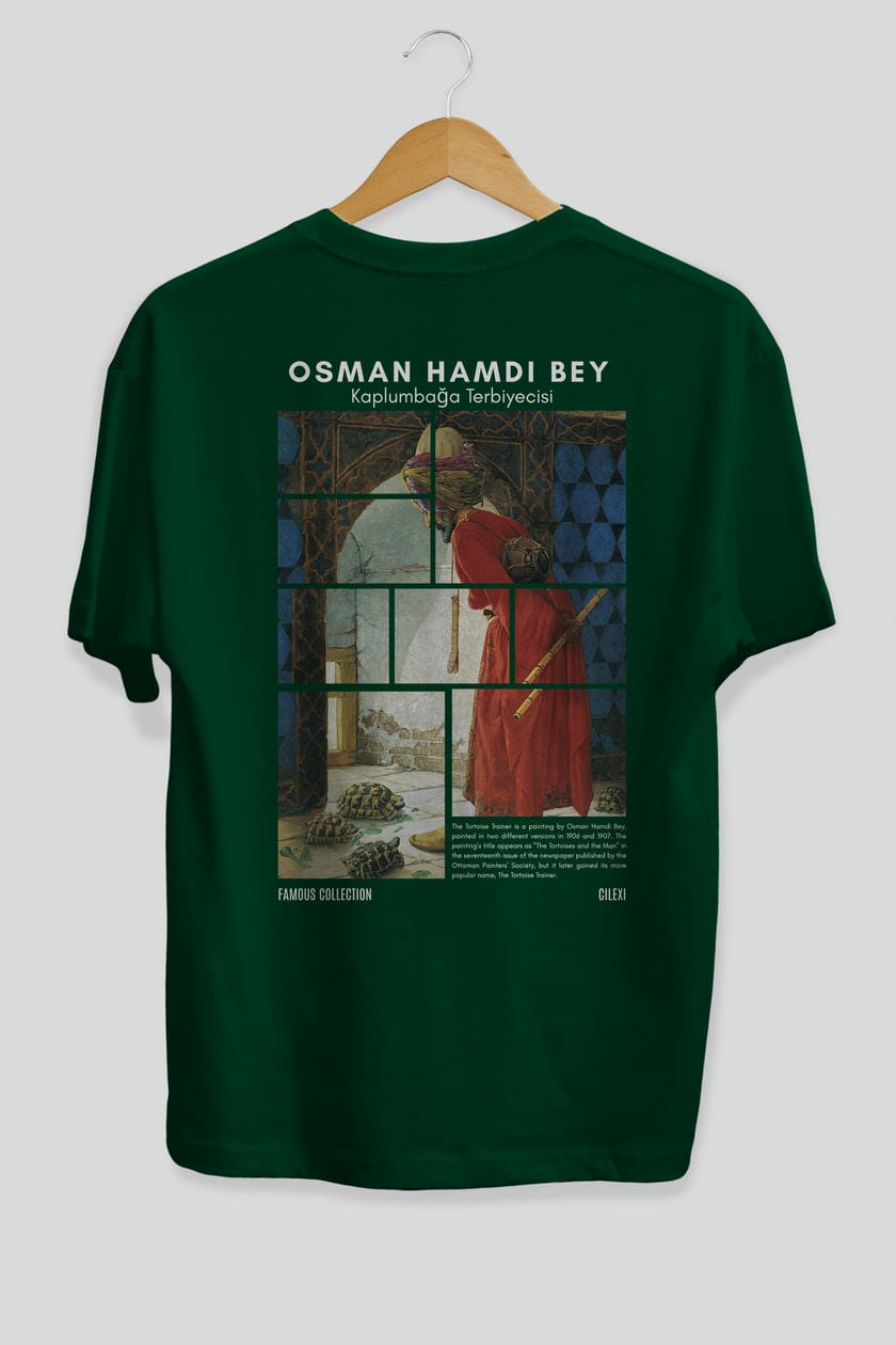 Osman Hamdi Bey Arka Baskılı Oversize t-shirt Erkek Kadın Bisiklet Yaka Pamuk tişort