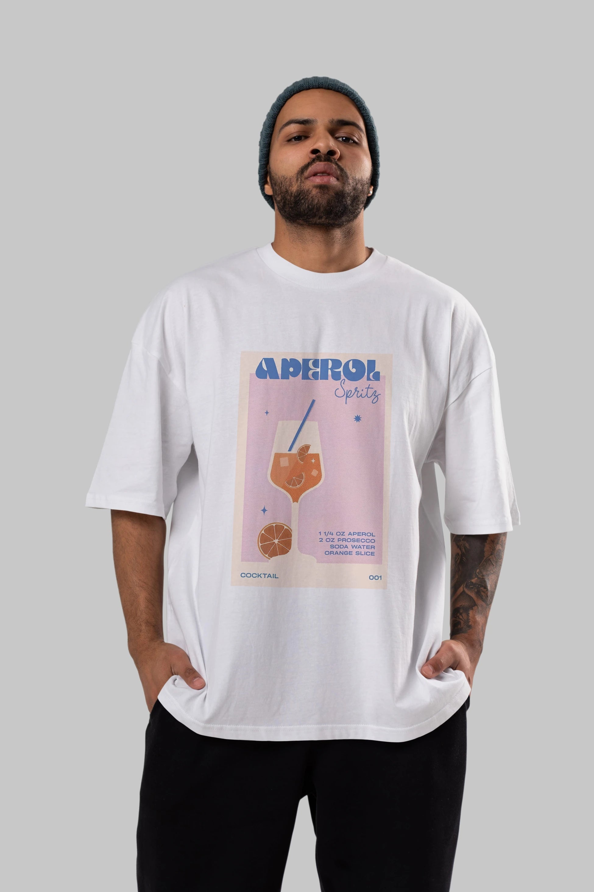Aperol Spritz Ön Baskılı Oversize t-shirt Erkek Kadın Unisex %100 Pamuk Bisiklet Yaka tişort